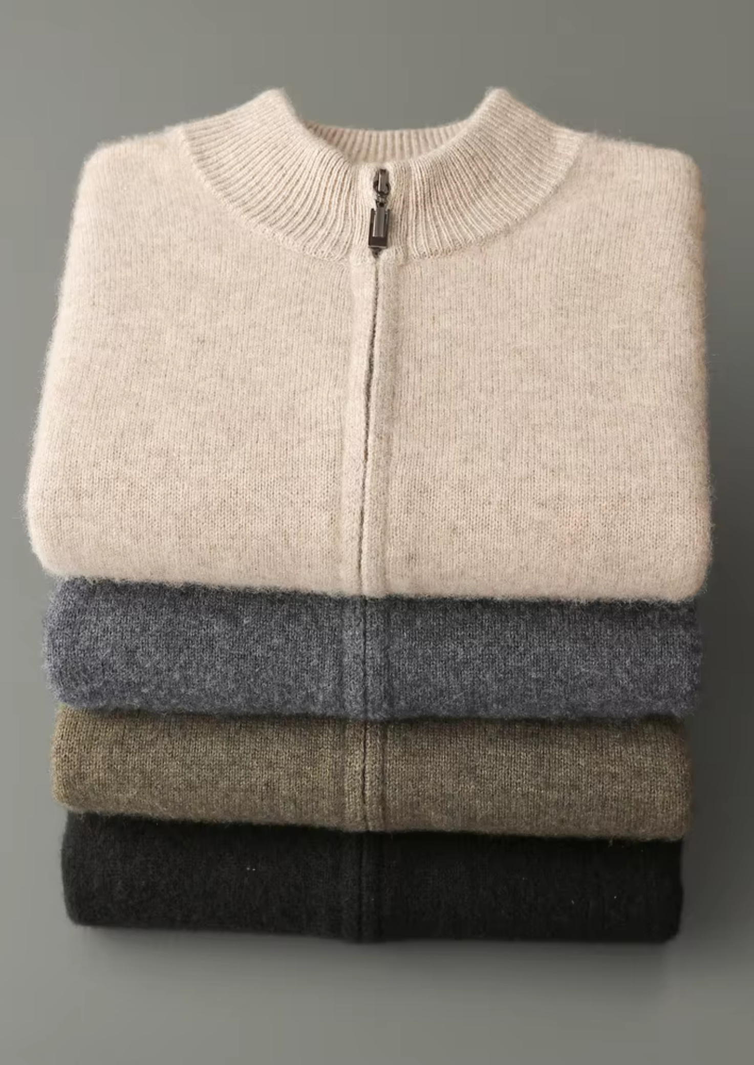 Veroux Mode | Men’s Pure Extra-Fine Merino Wool Zipper Cardigan