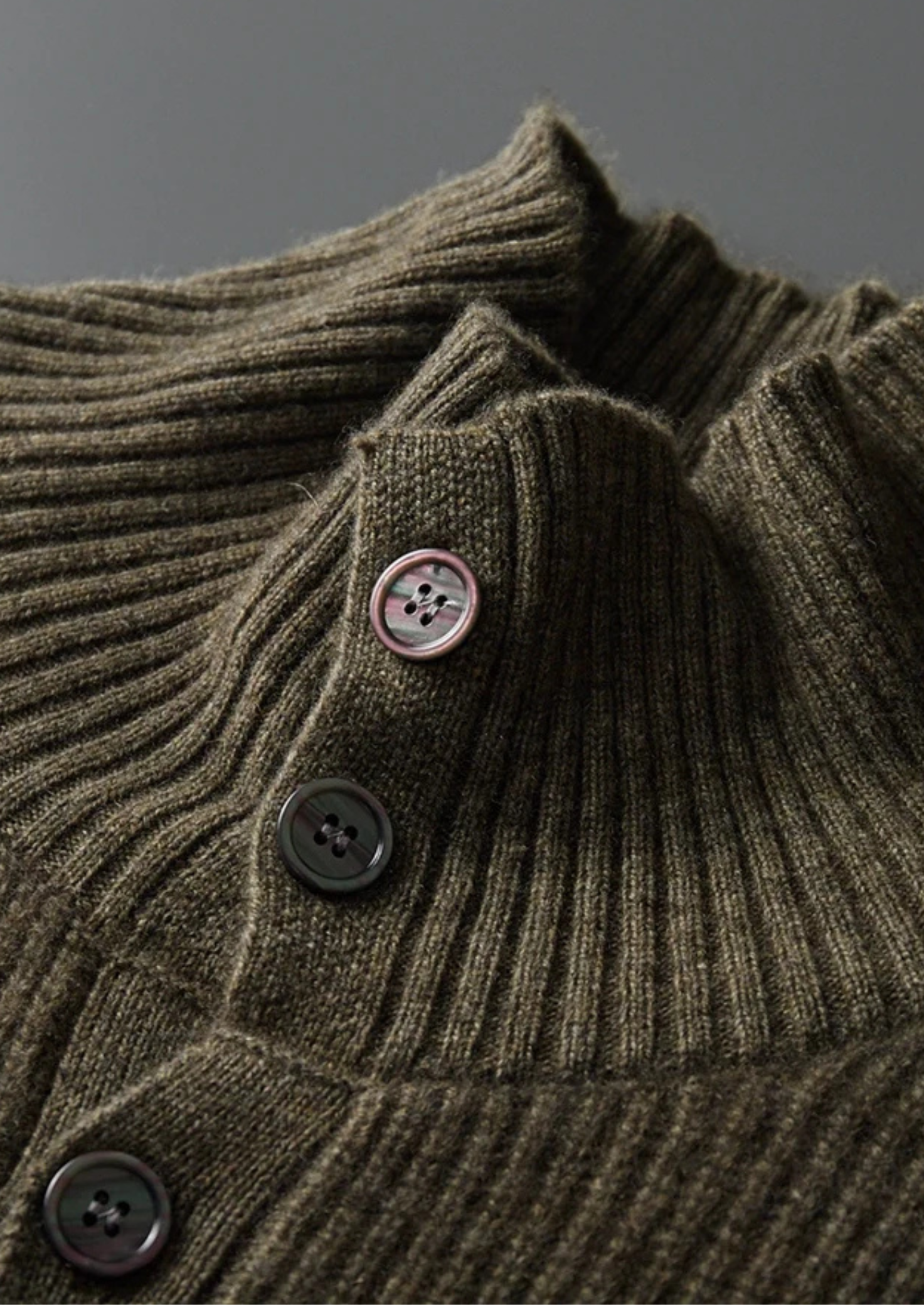Veroux Mode | Men’s Premium Cashmere Ribbed High Collar Cardigan