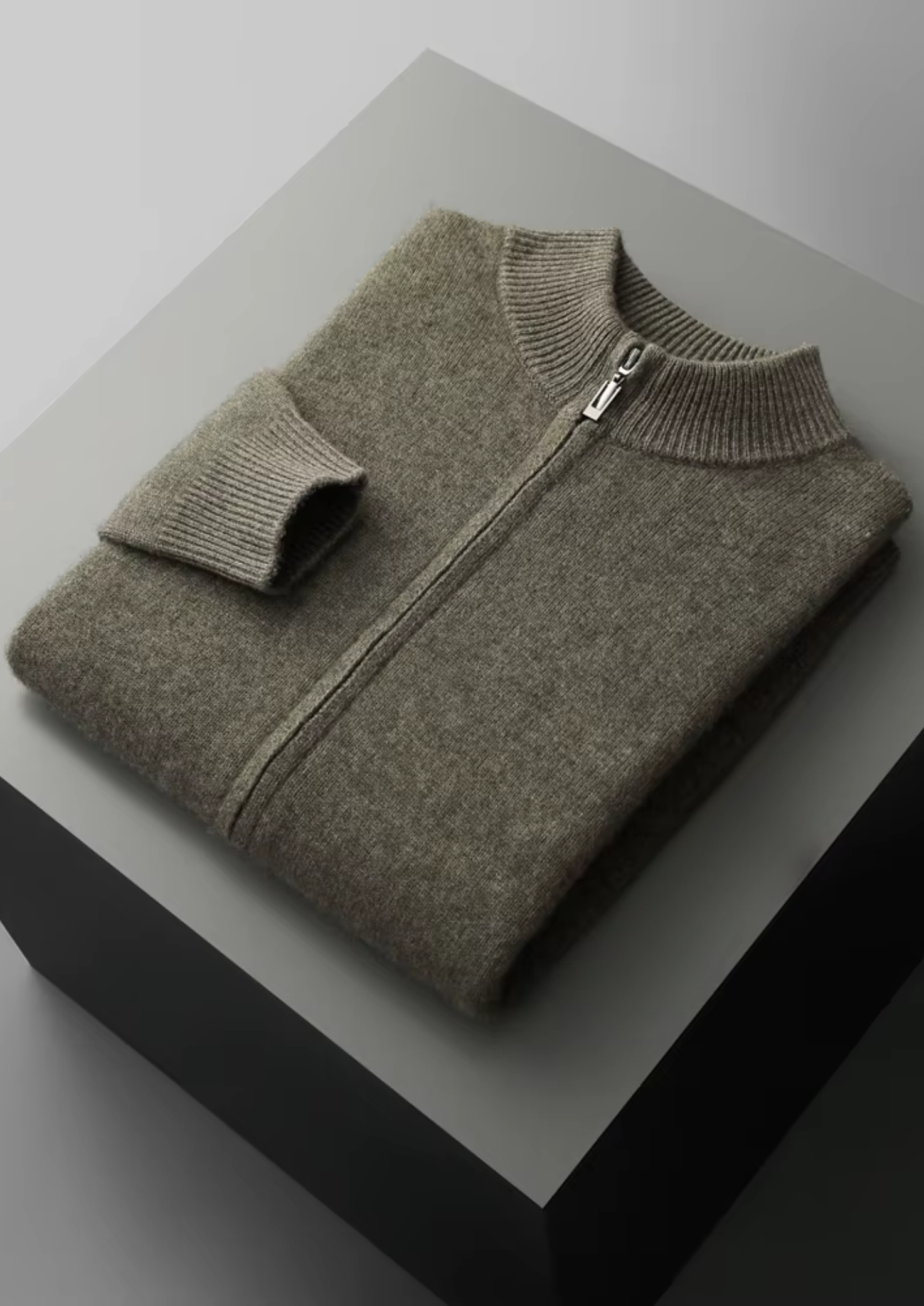 Veroux Mode | Men’s Pure Extra-Fine Merino Wool Zipper Cardigan