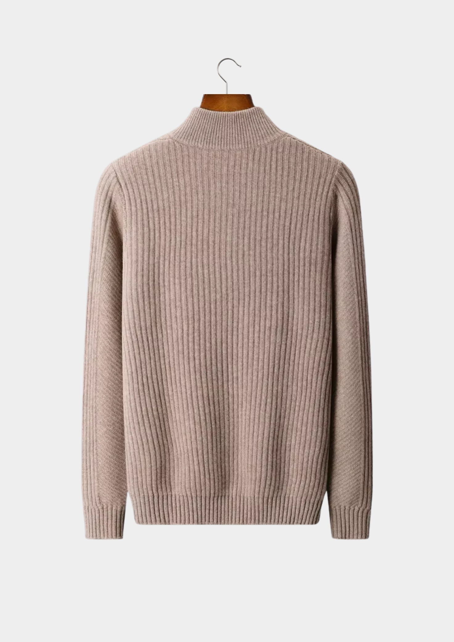 Veroux Mode | Men’s Pure Extra-Fine Merino Wool Ribbed Henley Sweater
