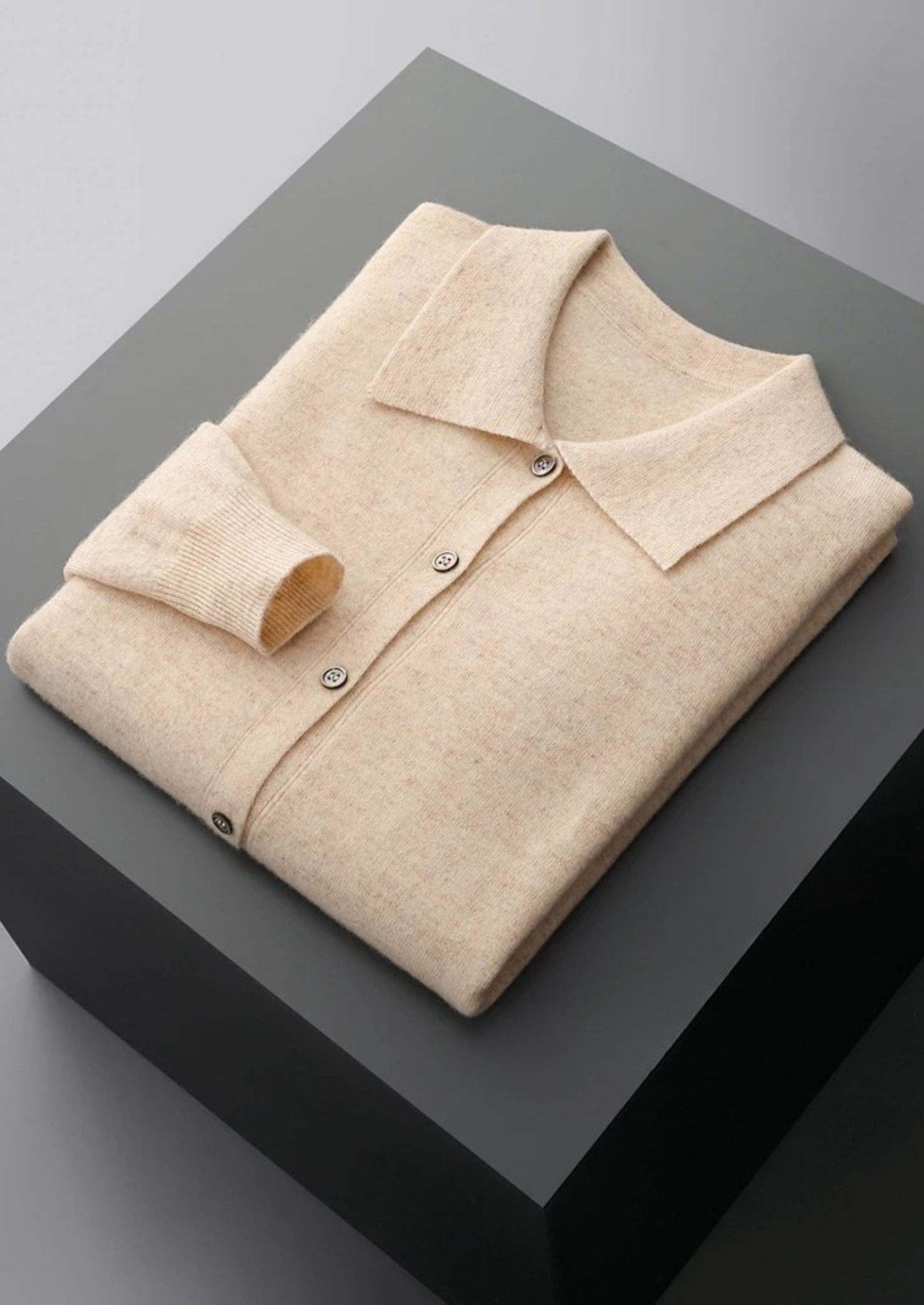 Veroux Mode | Men’s Pure Extra-Fine Merino Wool Polo Cardigan