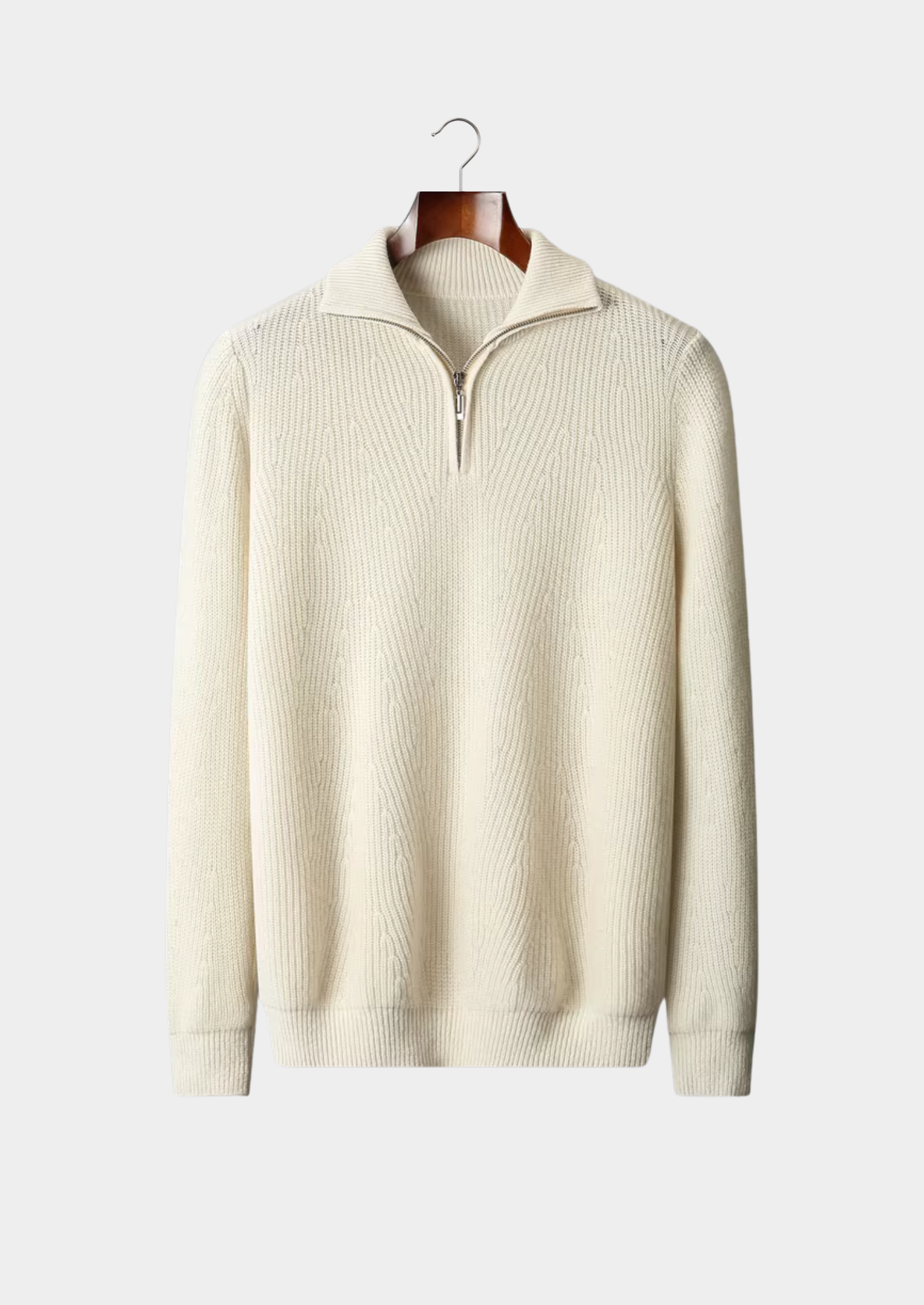 Veroux Mode | Men’s Pure Extra-Fine Merino Wool Ribbed Half-Zip