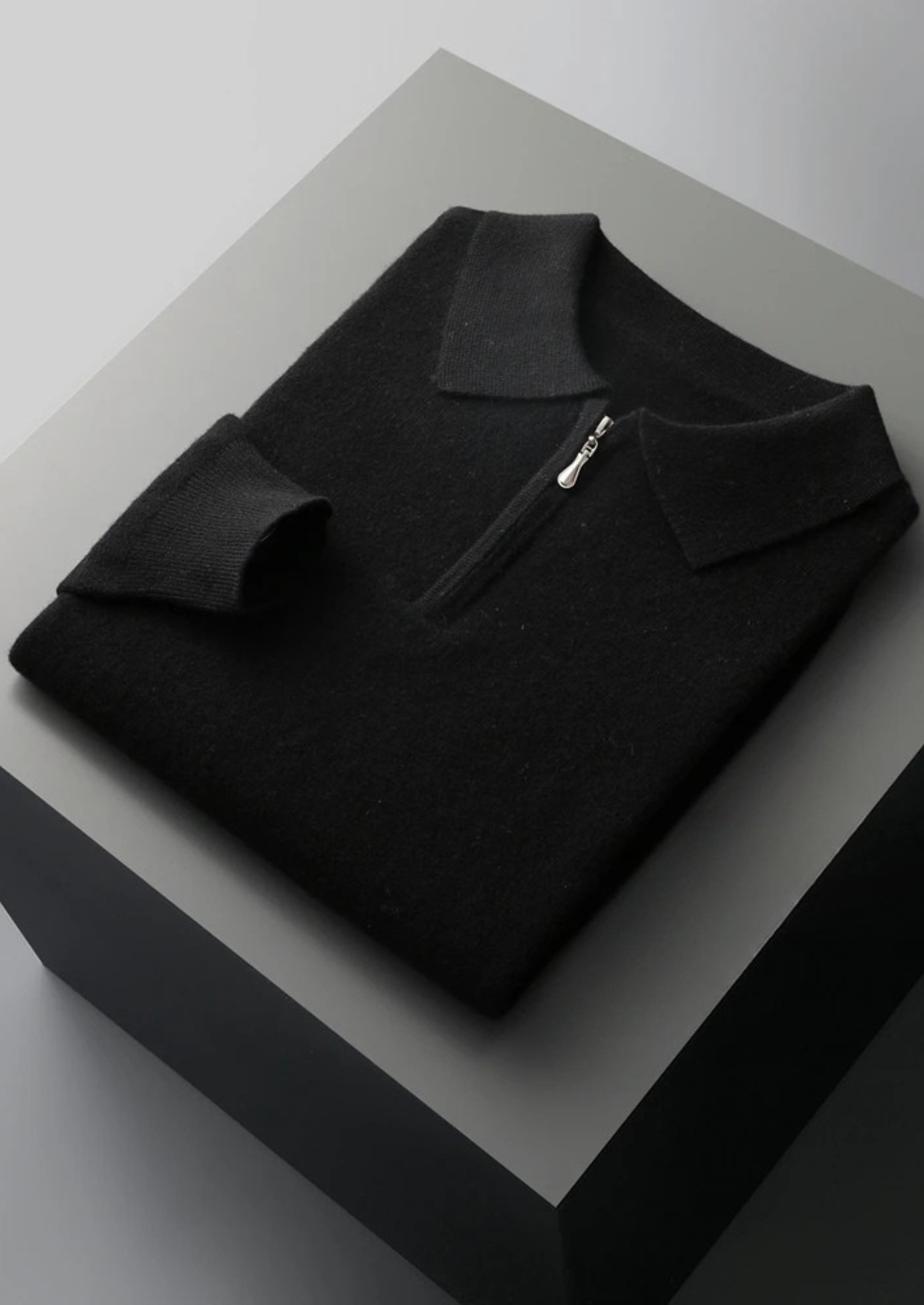 Veroux Mode | Men’s Pure Extra-Fine Merino Wool Half Zip Polo