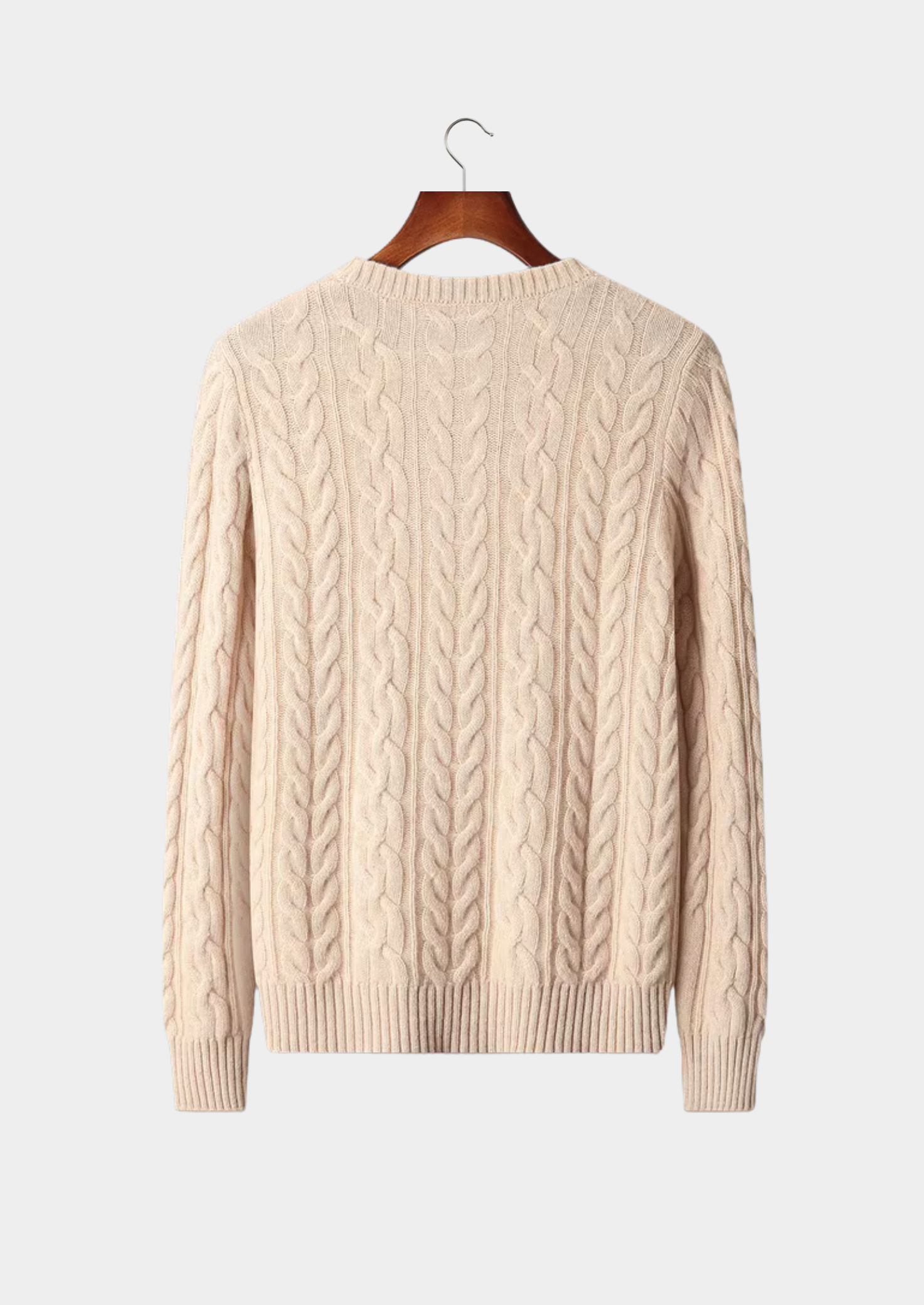 Veroux Mode | Men’s Pure Extra-Fine Merino Wool Cable Knit Crewneck