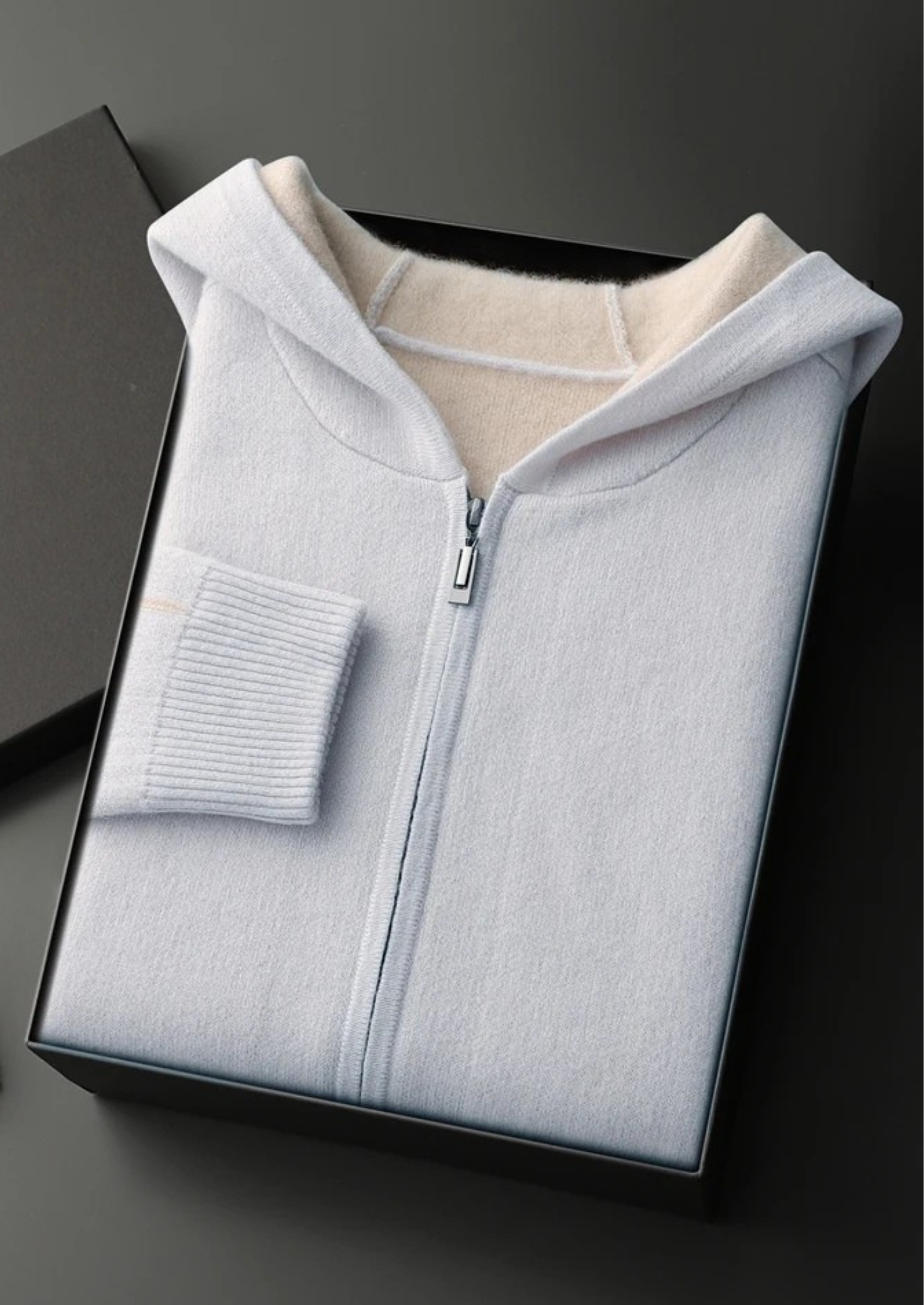 Veroux Mode | Men’s Premium Cashmere Two-Tone Zipper Hoodie