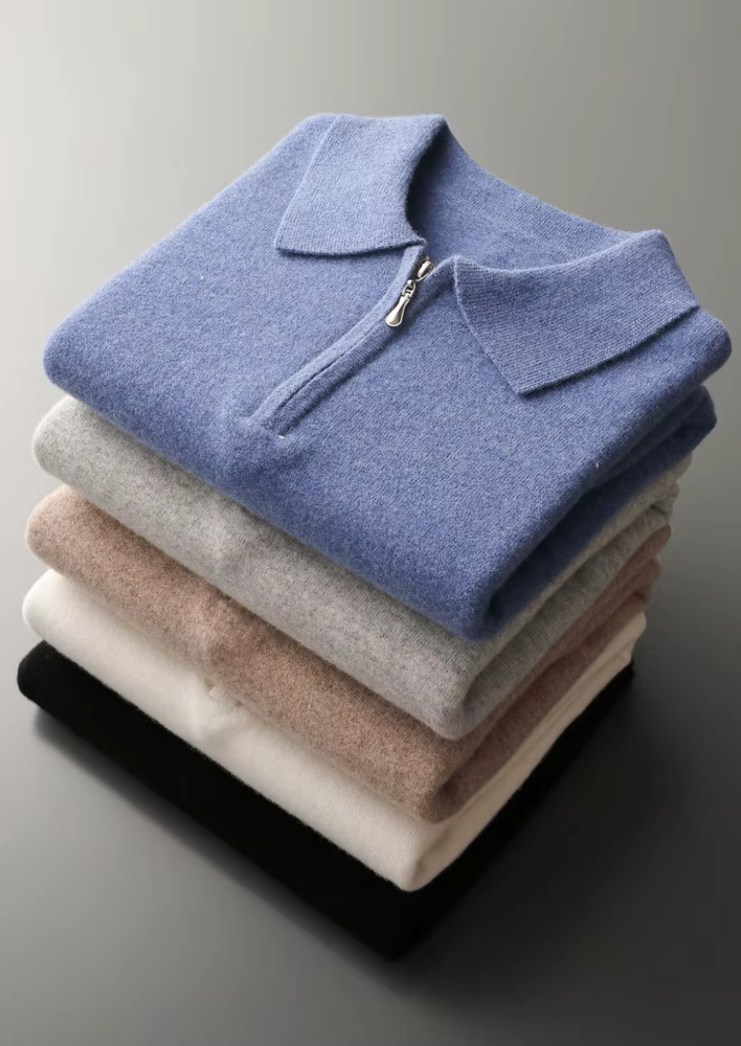 Veroux Mode | Men’s Pure Extra-Fine Merino Wool Half Zip Polo