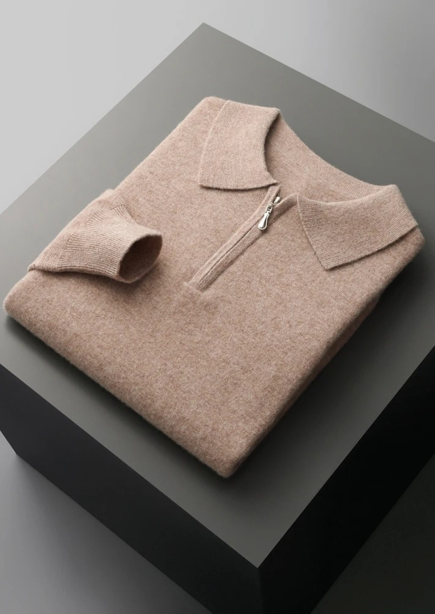 Veroux Mode | Men’s Pure Extra-Fine Merino Wool Half Zip Polo