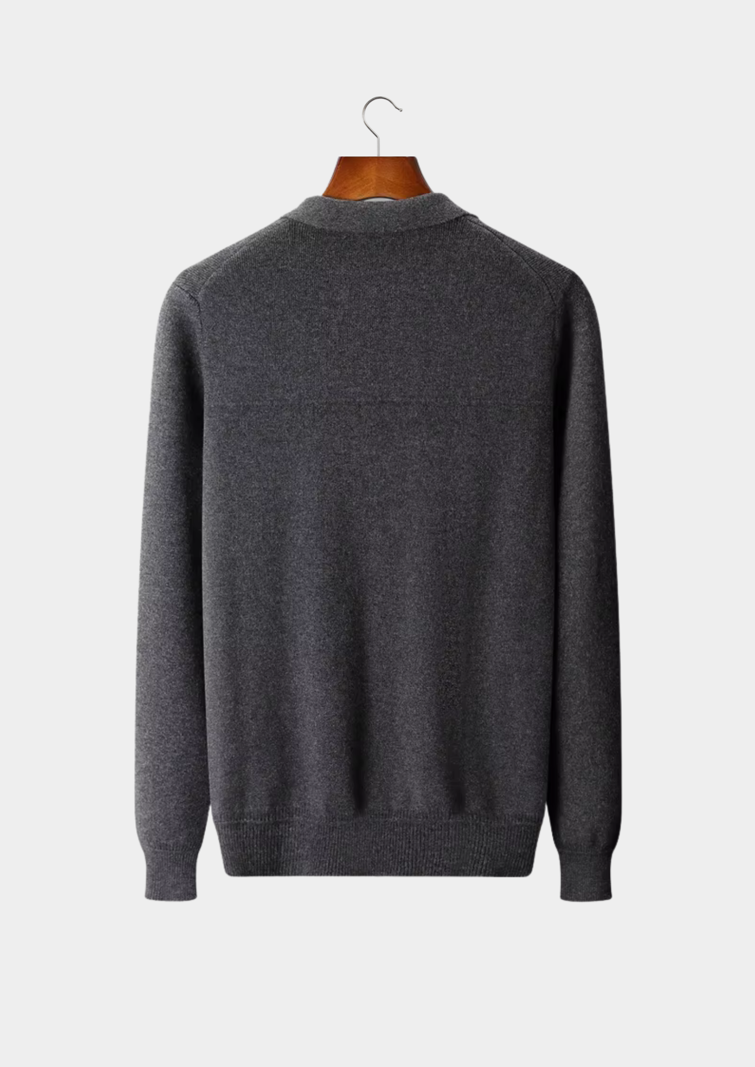 Veroux Mode | Men’s Pure Extra-Fine Merino Wool Ribbed Polo Cardigan