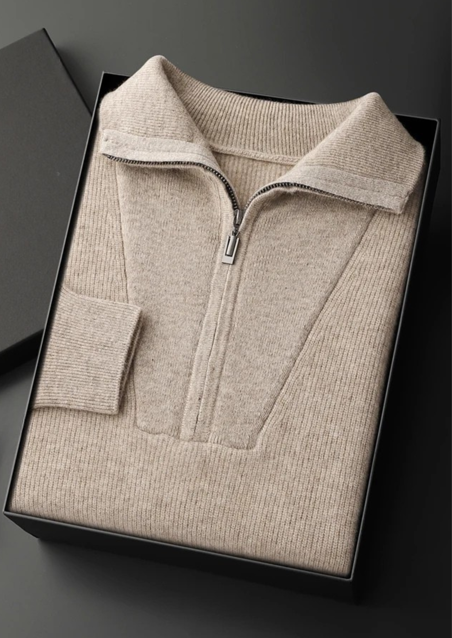 Veroux Mode | Men’s Premium Cashmere Ribbed Half-Zip Sweater