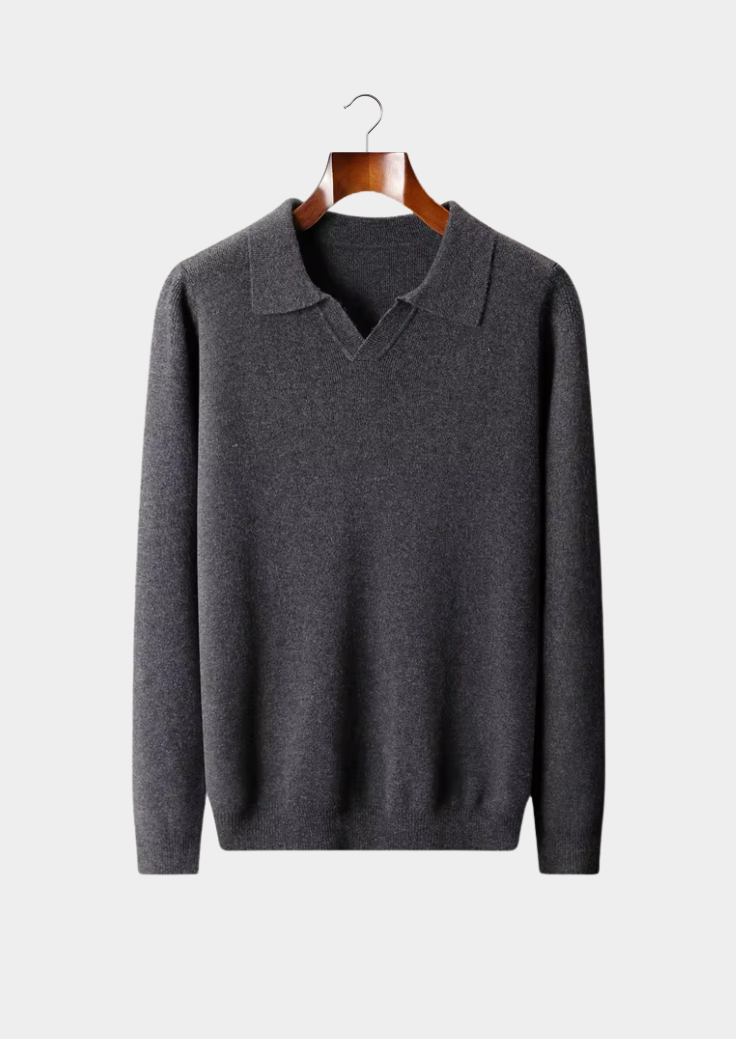 Veroux Mode | Men’s Pure Extra-Fine Merino Wool Ribbed Buttonless Polo