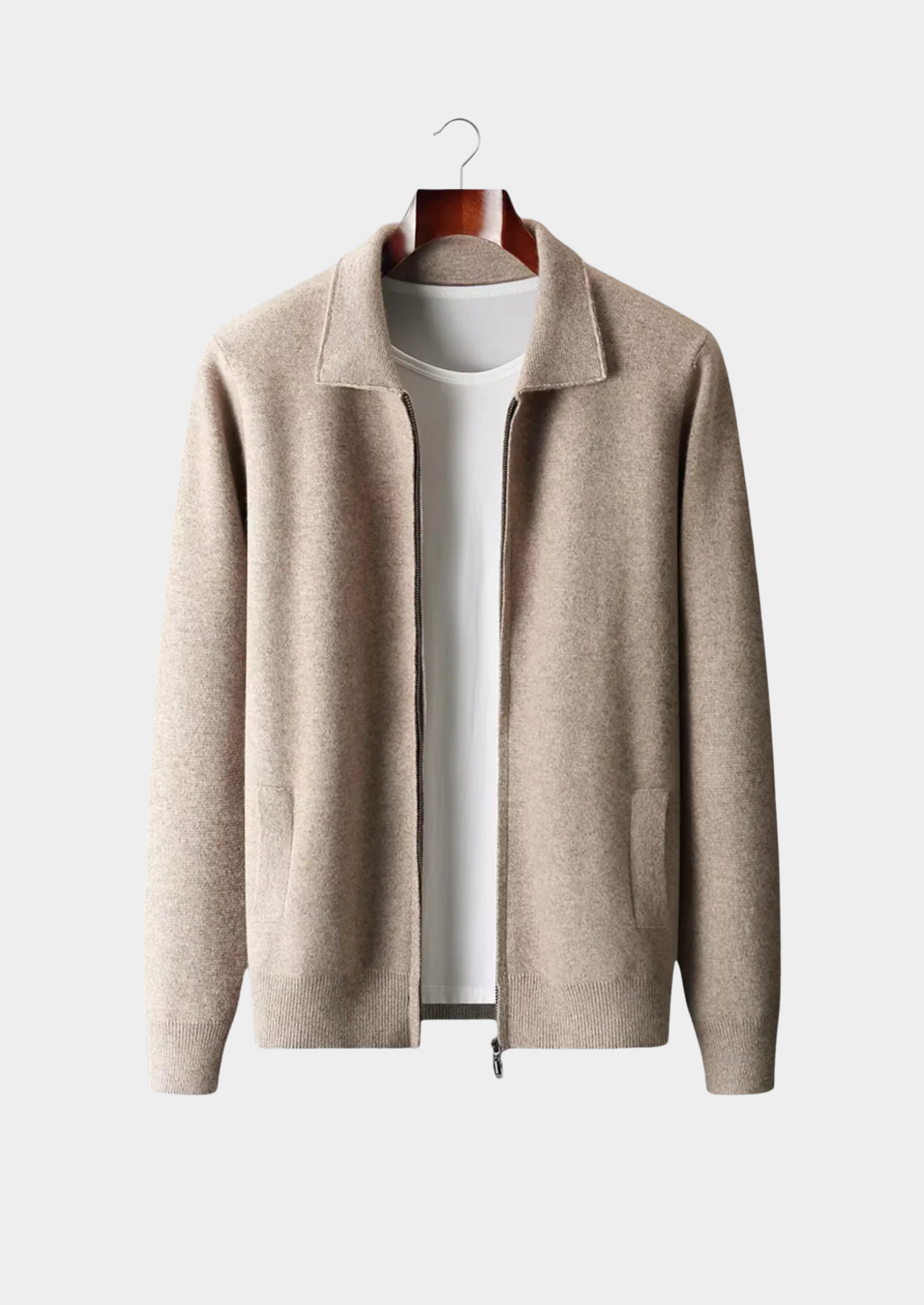 Veroux Mode | Men’s Pure Extra-Fine Merino Wool Zip Polo Cardigan