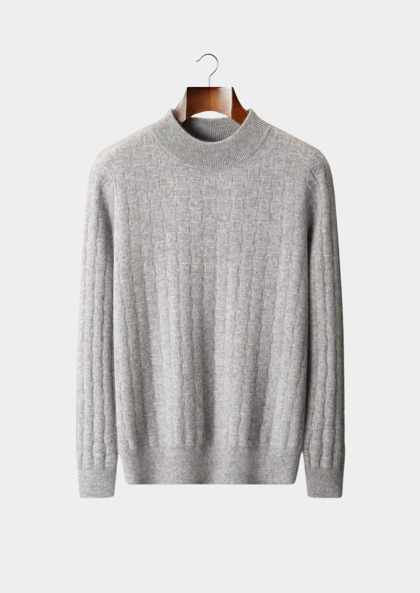 Veroux Mode | Men’s Pure Extra-Fine Merino Wool Textured Mockneck