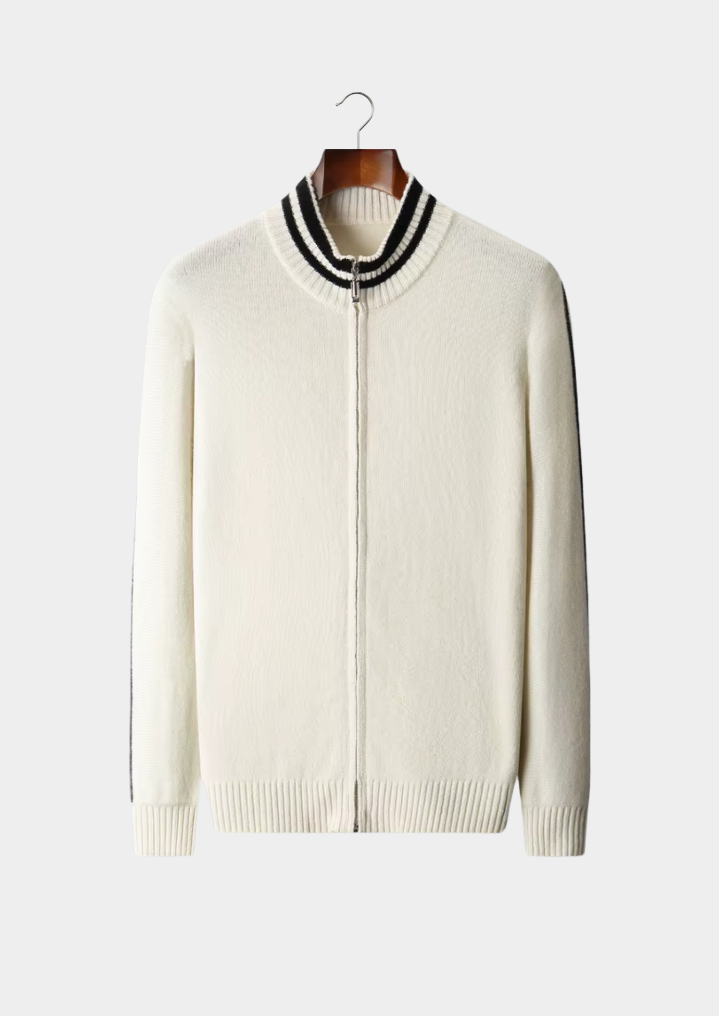 Veroux Mode | Men’s Pure Extra-Fine Merino Wool Two-Tone Zip Cardigan