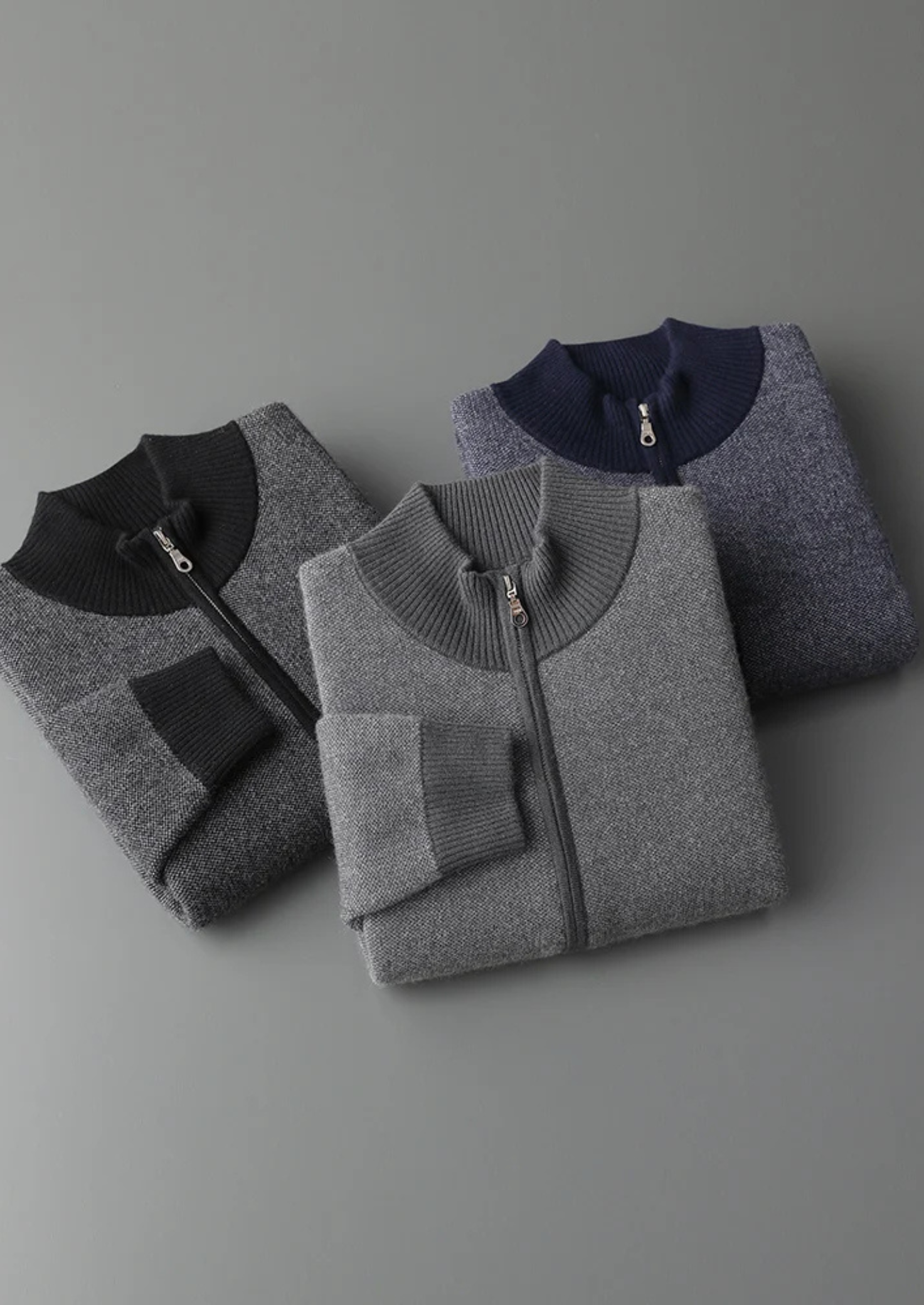 Veroux Mode | Men’s Premium Cashmere Jacquard Zip Cardigan