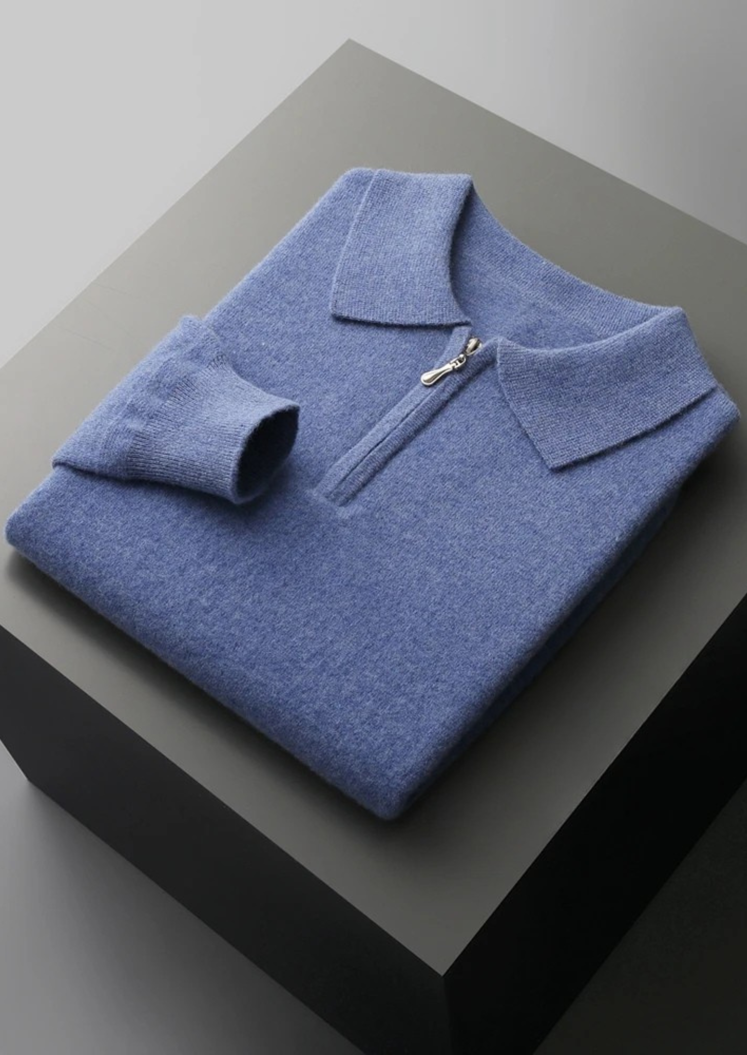 Veroux Mode | Men’s Pure Extra-Fine Merino Wool Half Zip Polo