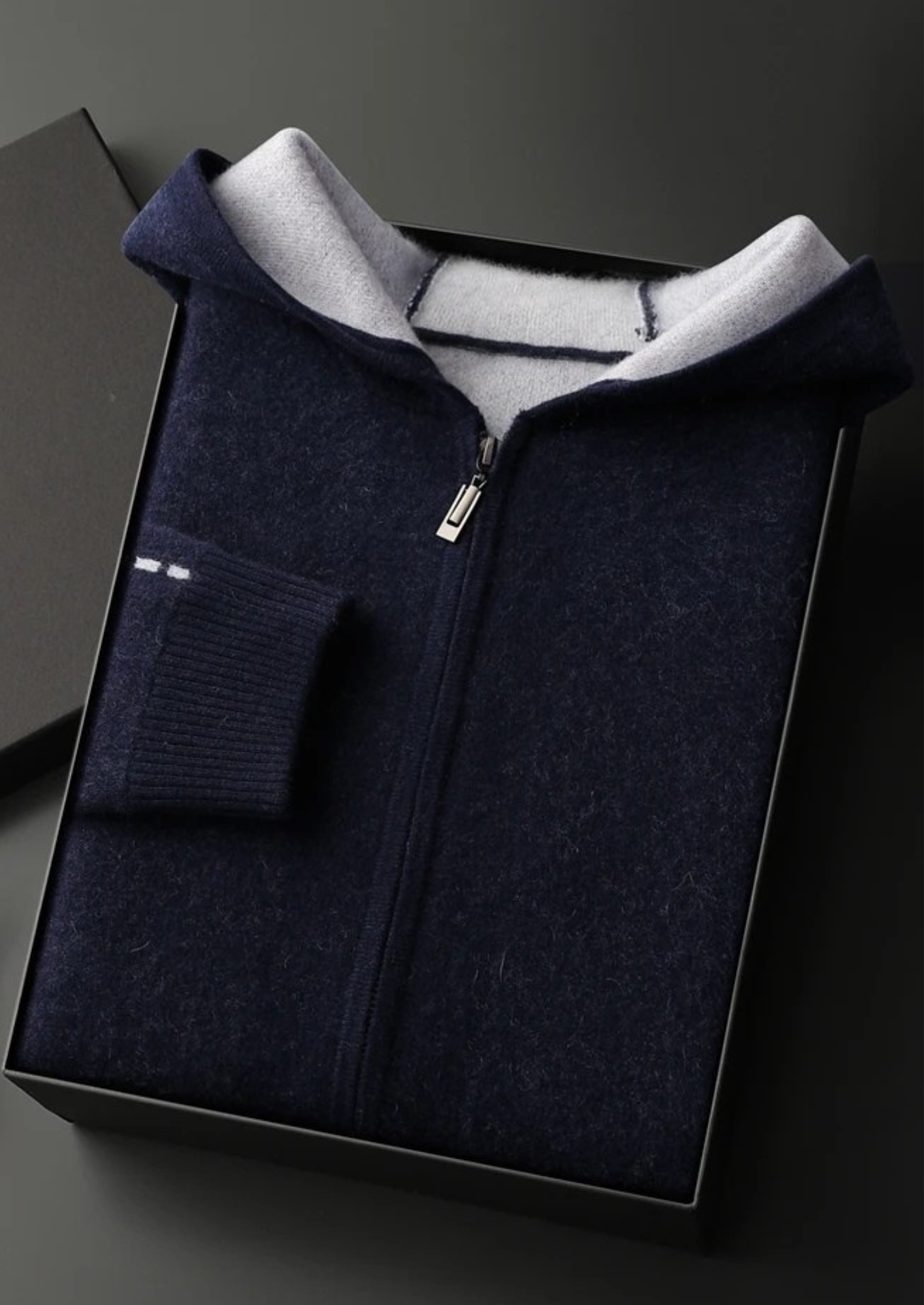 Veroux Mode | Men’s Premium Cashmere Two-Tone Zipper Hoodie