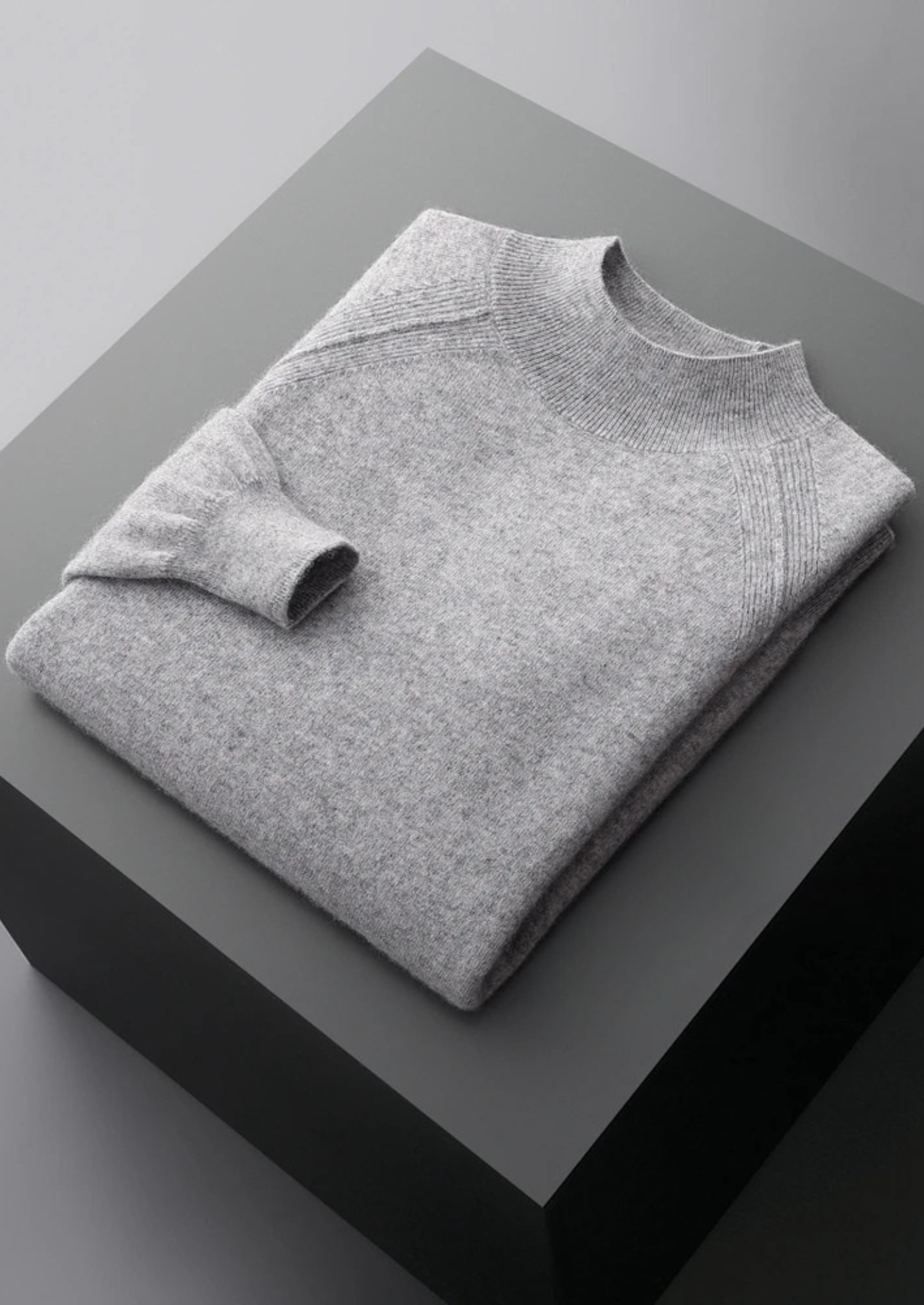 Veroux Mode | Men’s Pure Extra-Fine Merino Wool Raglan Mockneck