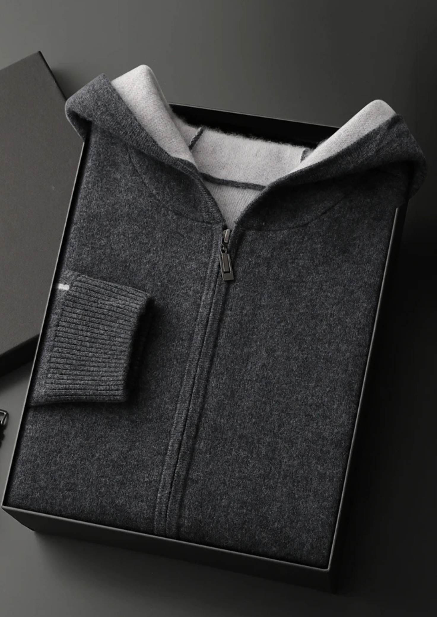 Veroux Mode | Men’s Premium Cashmere Two-Tone Zipper Hoodie