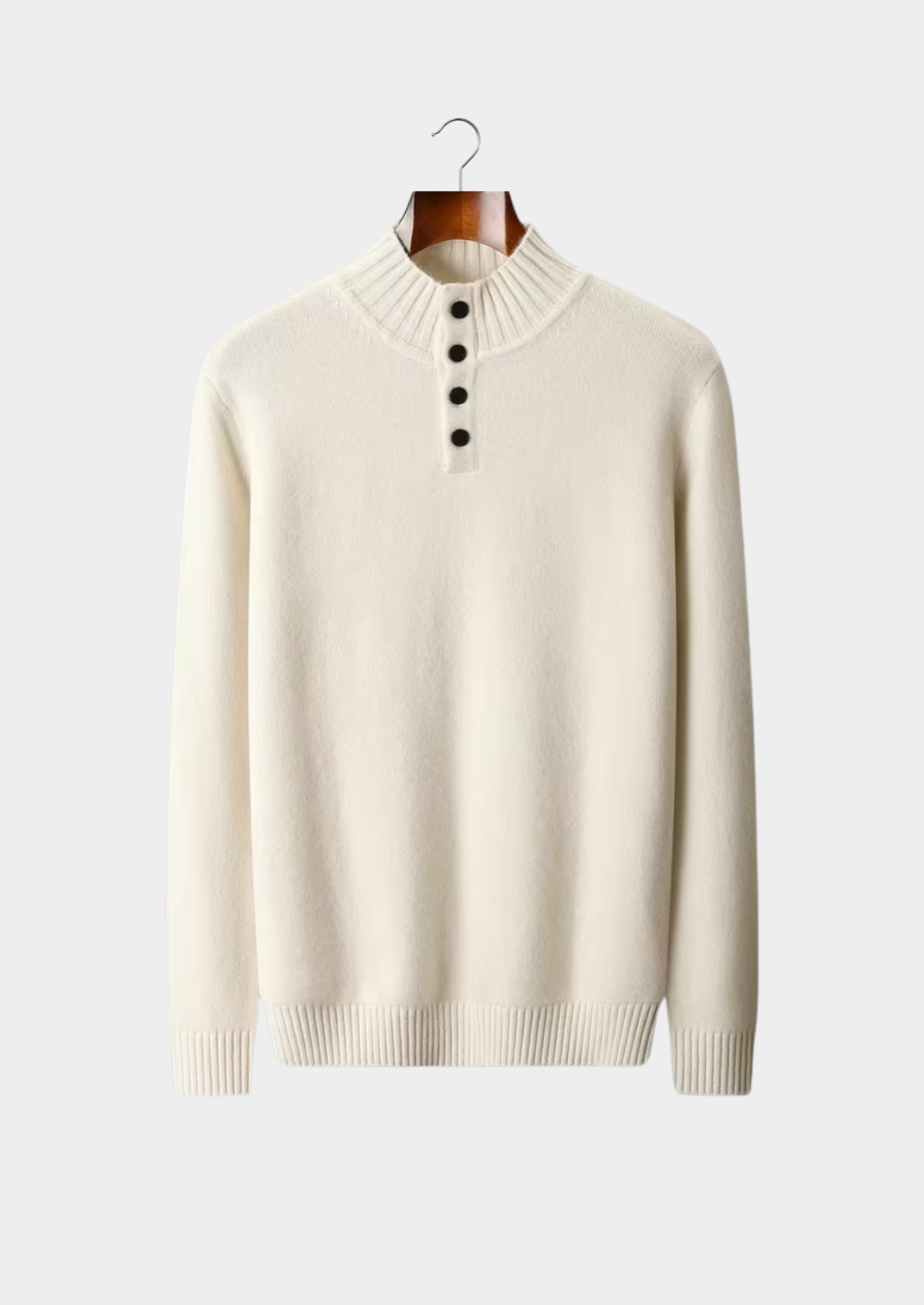 Veroux Mode | Men’s Pure Extra-Fine Merino Wool Classic Button Sweater