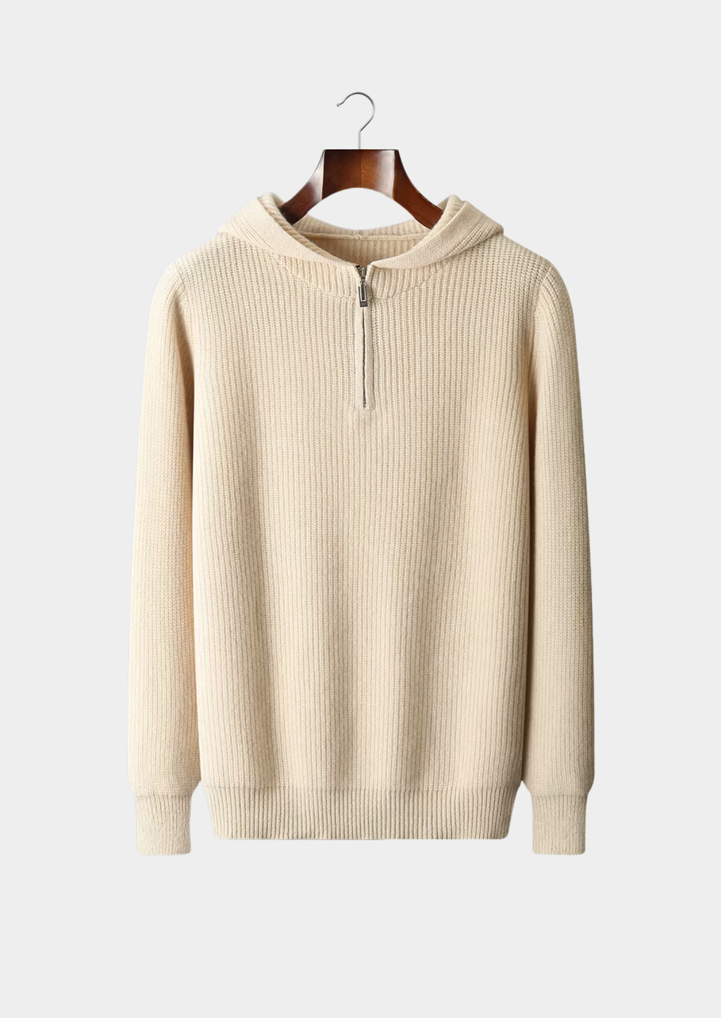 Veroux Mode | Men’s Pure Extra-Fine Merino Wool Half Zipper Hoodie