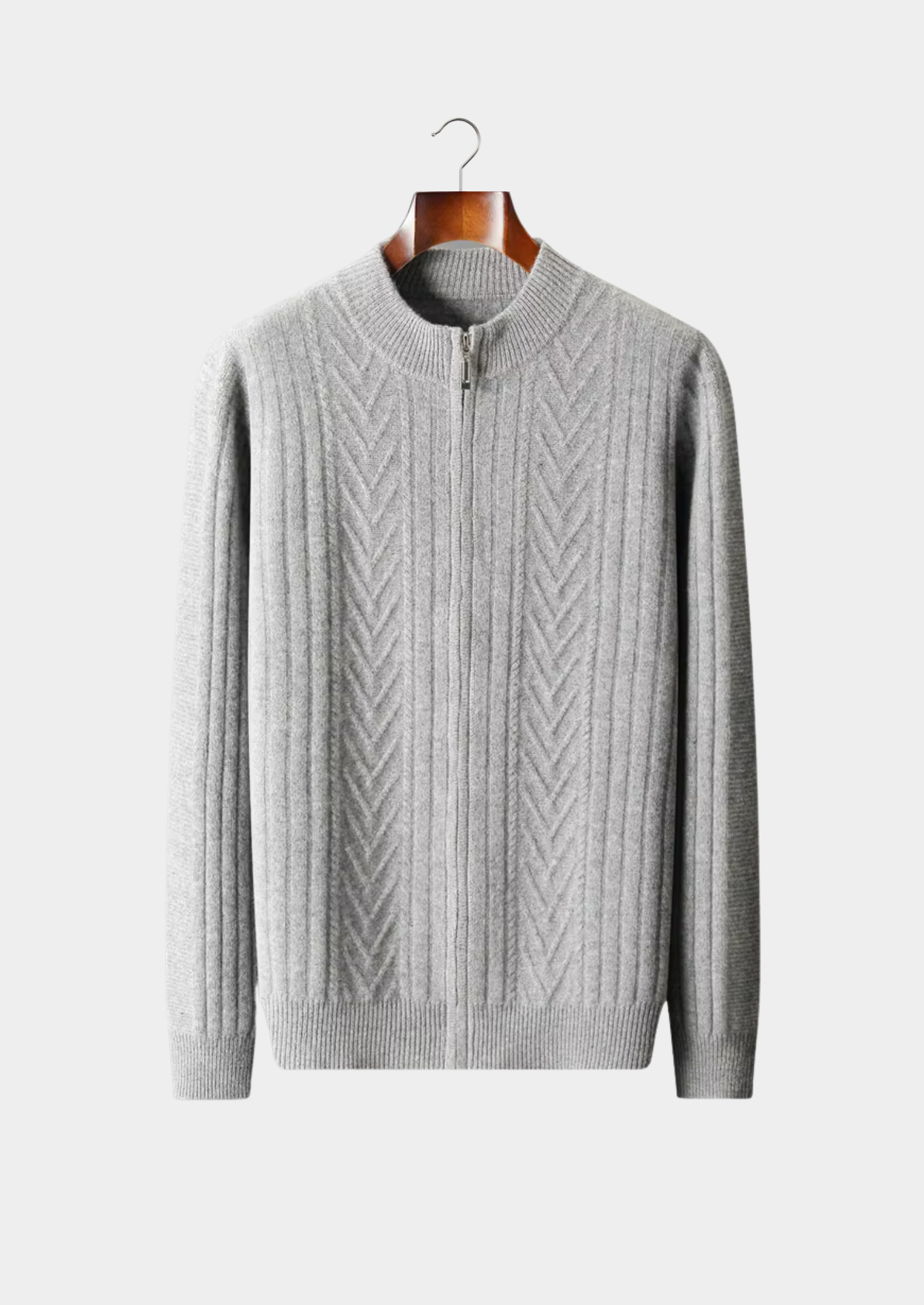 Veroux Mode | Men’s Pure Extra-Fine Merino Wool Patterned Zip Cardigan