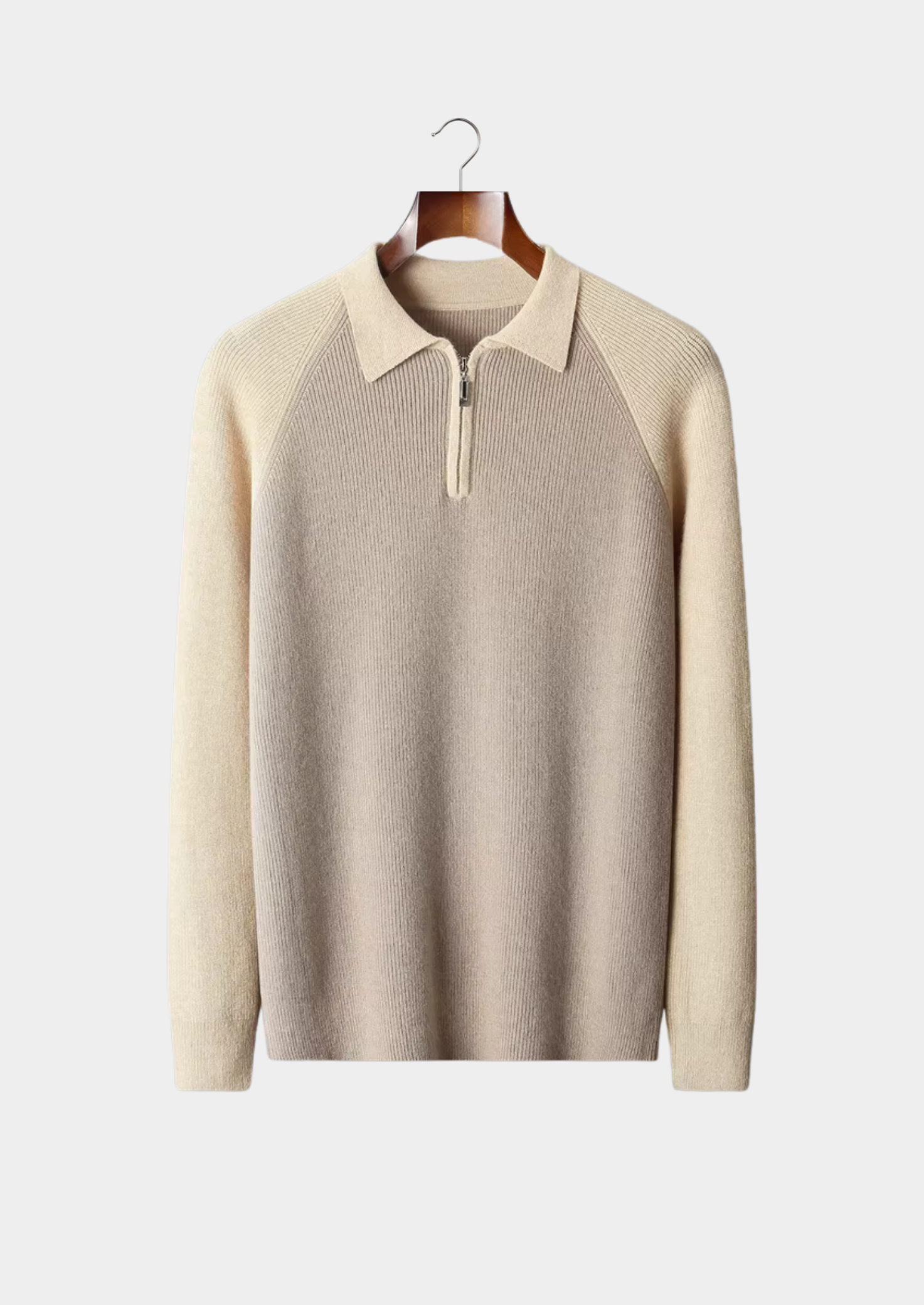 Veroux Mode | Men’s Pure Extra-Fine Merino Wool Two Tone Zipper Sweater Polo