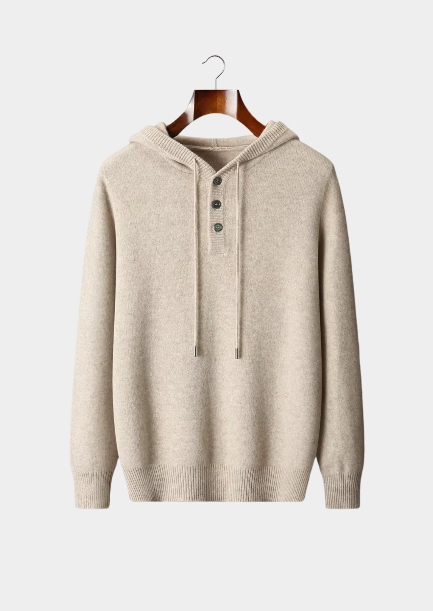 Veroux Mode | Men’s Pure Extra-Fine Merino Wool Button Hoodie