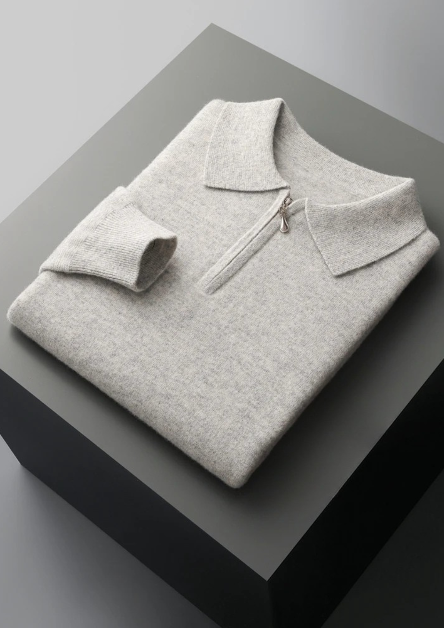 Veroux Mode | Men’s Pure Extra-Fine Merino Wool Half Zip Polo