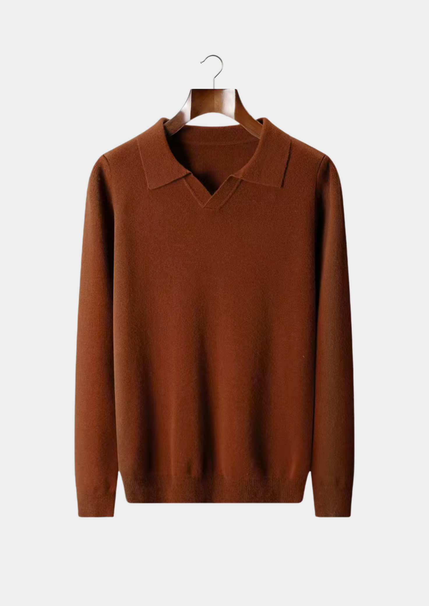 Veroux Mode | Men’s Pure Extra-Fine Merino Wool Ribbed Buttonless Polo
