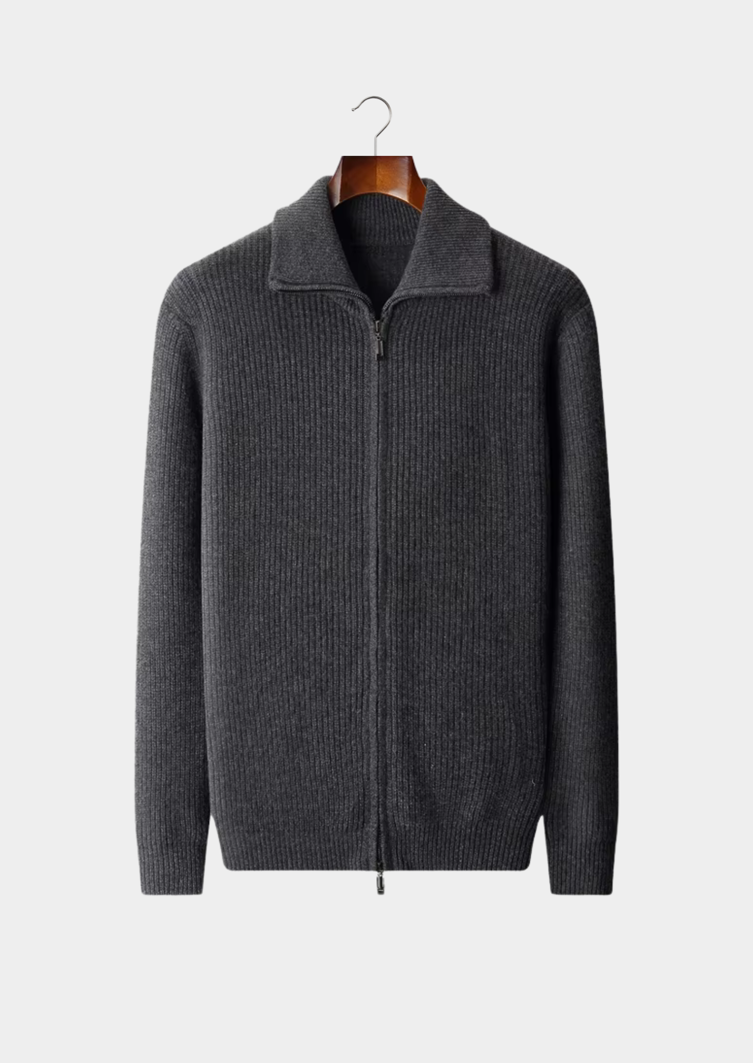 Veroux Mode | Men’s Pure Extra-Fine Merino Wool Funnel Neck Dual Zip Cardigan