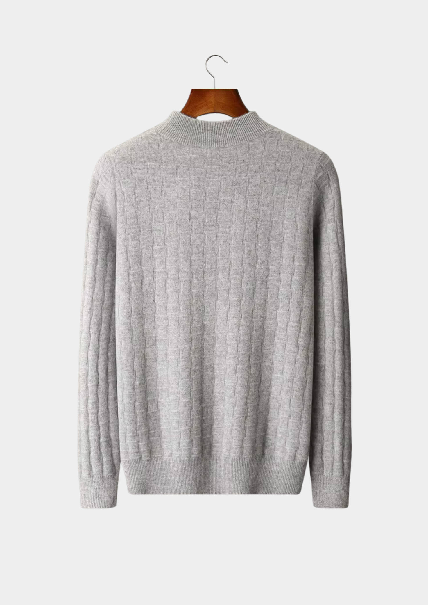 Veroux Mode | Men’s Pure Extra-Fine Merino Wool Textured Mockneck