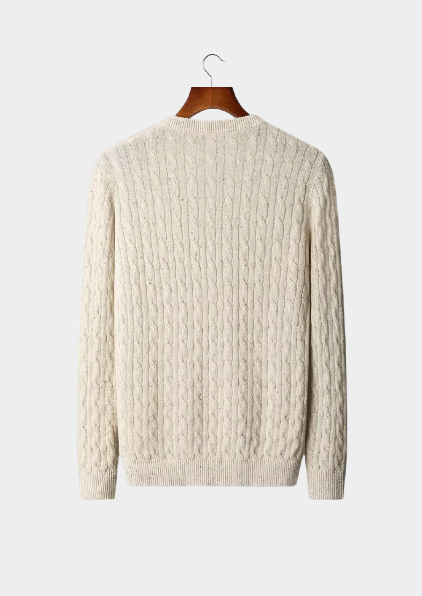 Veroux Mode | Men’s Pure Extra-Fine Merino Wool Nepped Cable Crewneck