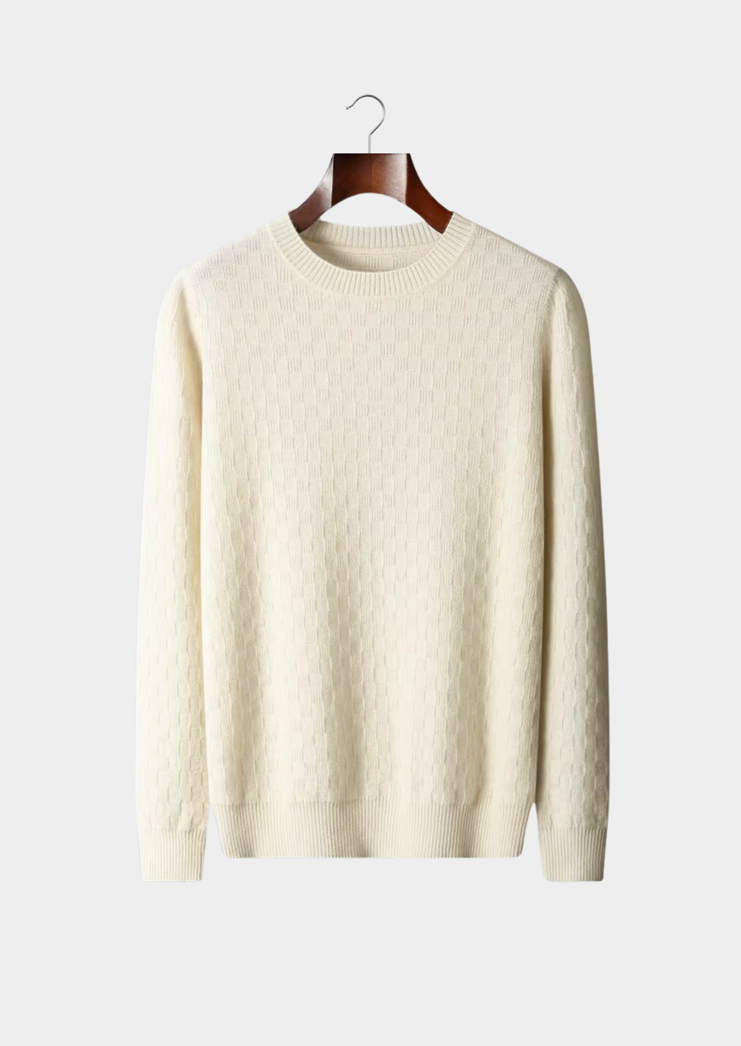 Veroux Mode | Men’s Pure Extra-Fine Merino Wool Textured Crewneck