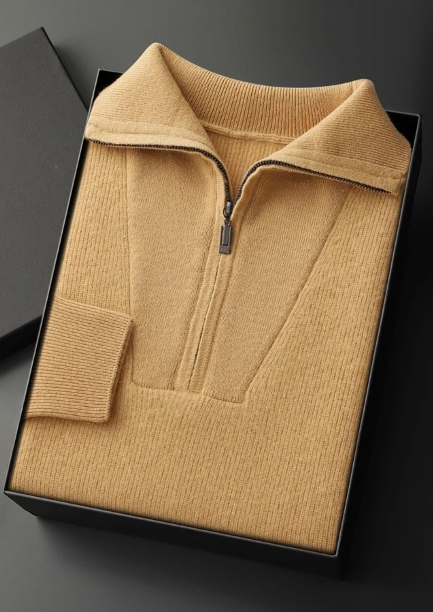 Veroux Mode | Men’s Premium Cashmere Ribbed Half-Zip Sweater