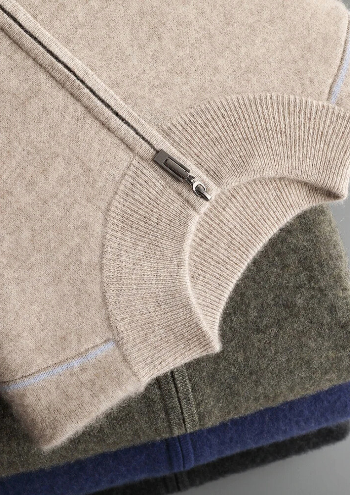 Veroux Mode | Men’s Premium Cashmere Two-Tone Zip Cardigan