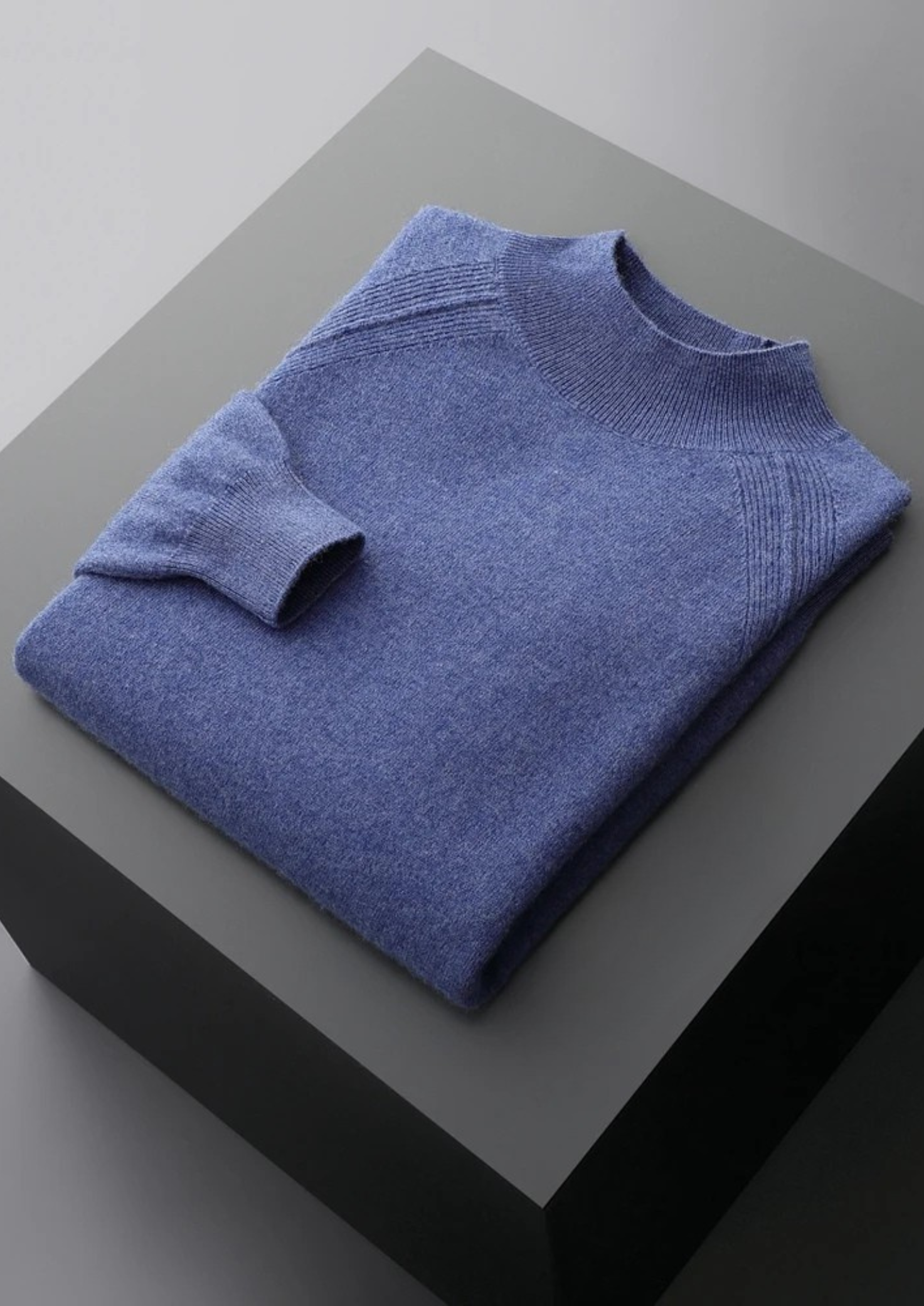 Veroux Mode | Men’s Pure Extra-Fine Merino Wool Raglan Mockneck