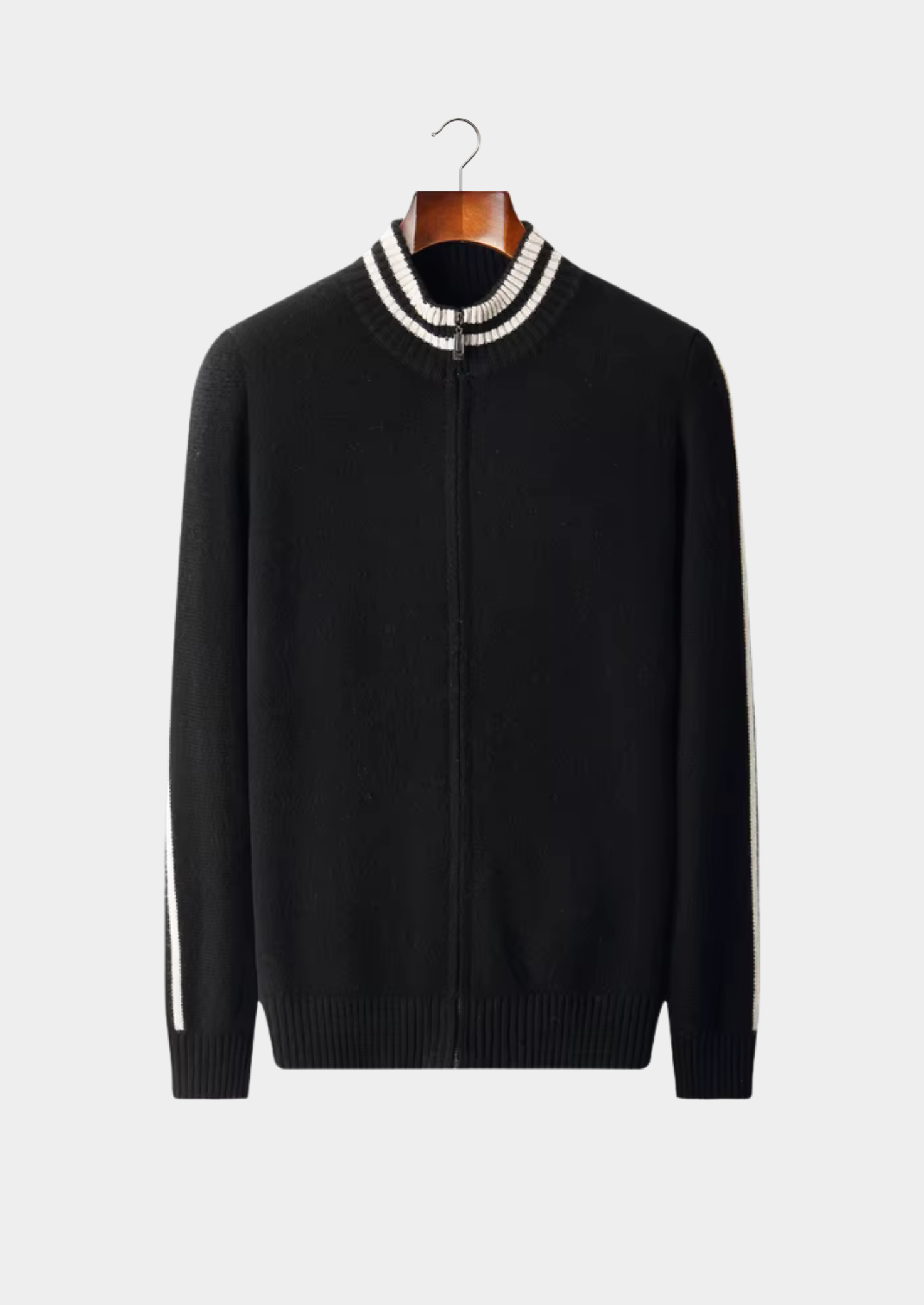Veroux Mode | Men’s Pure Extra-Fine Merino Wool Two-Tone Zip Cardigan