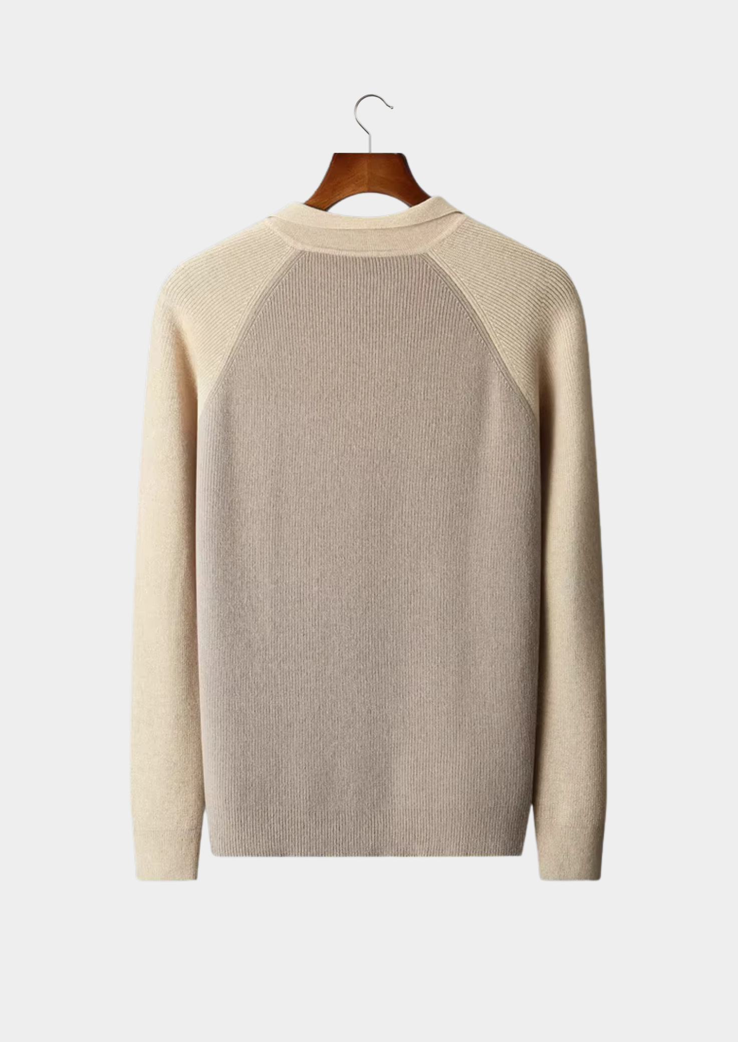 Veroux Mode | Men’s Pure Extra-Fine Merino Wool Two Tone Zipper Sweater Polo