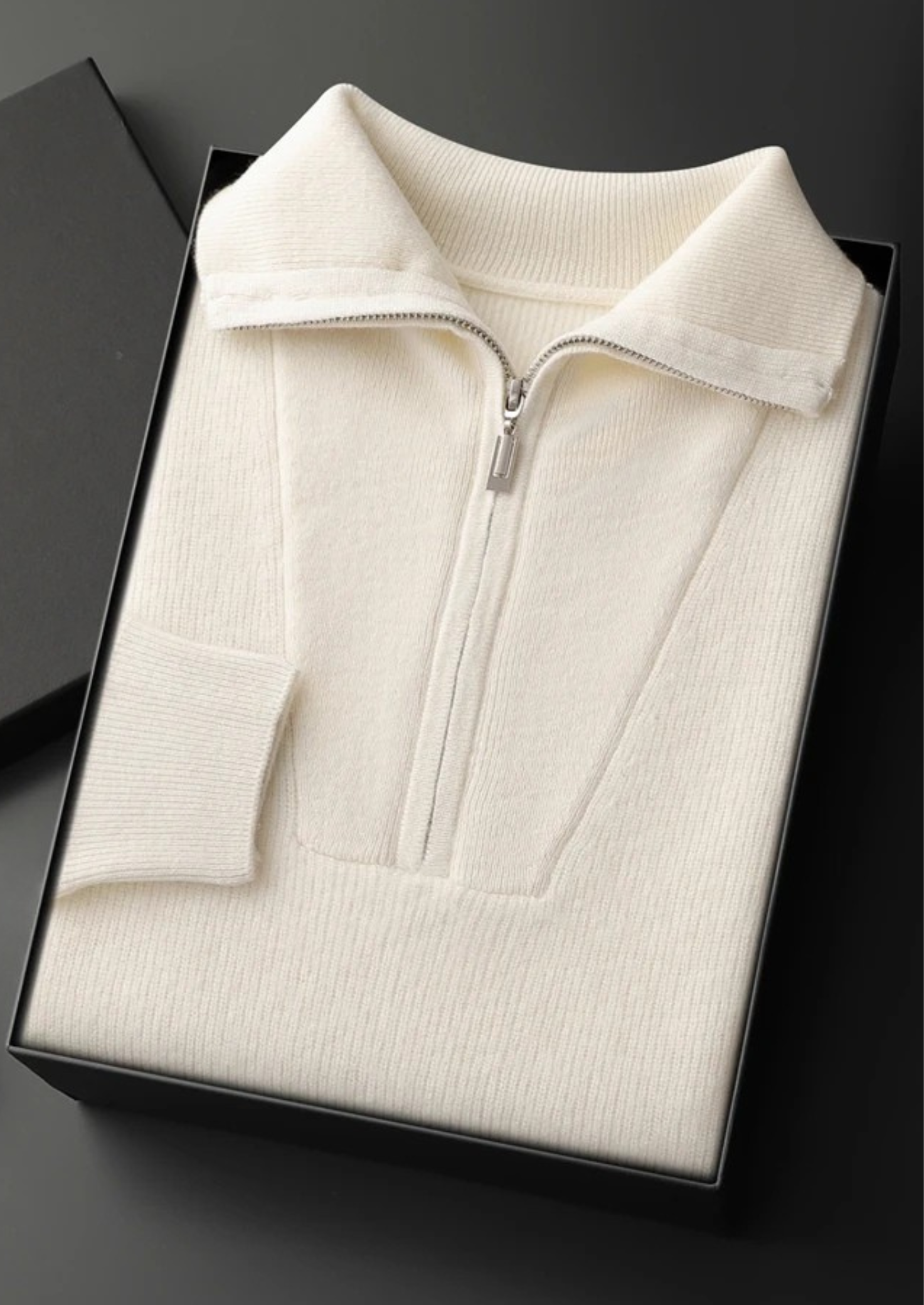 Veroux Mode | Men’s Premium Cashmere Ribbed Half-Zip Sweater