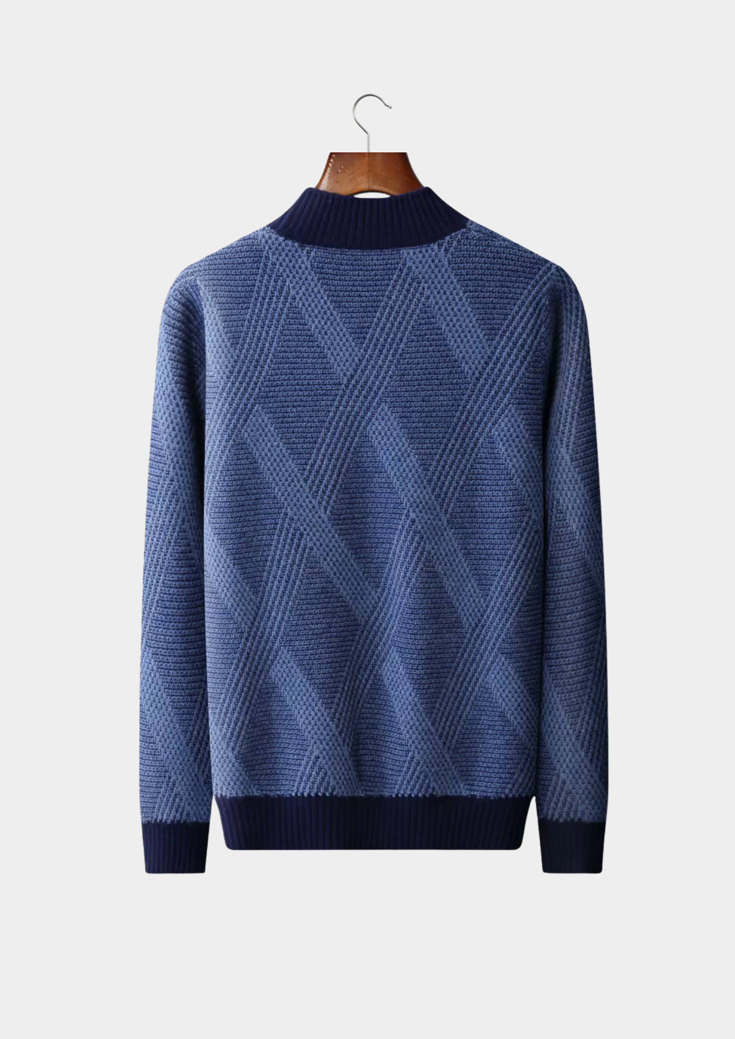 Veroux Mode | Men’s Pure Extra-Fine Merino Wool Two Tone Patterned Mockneck