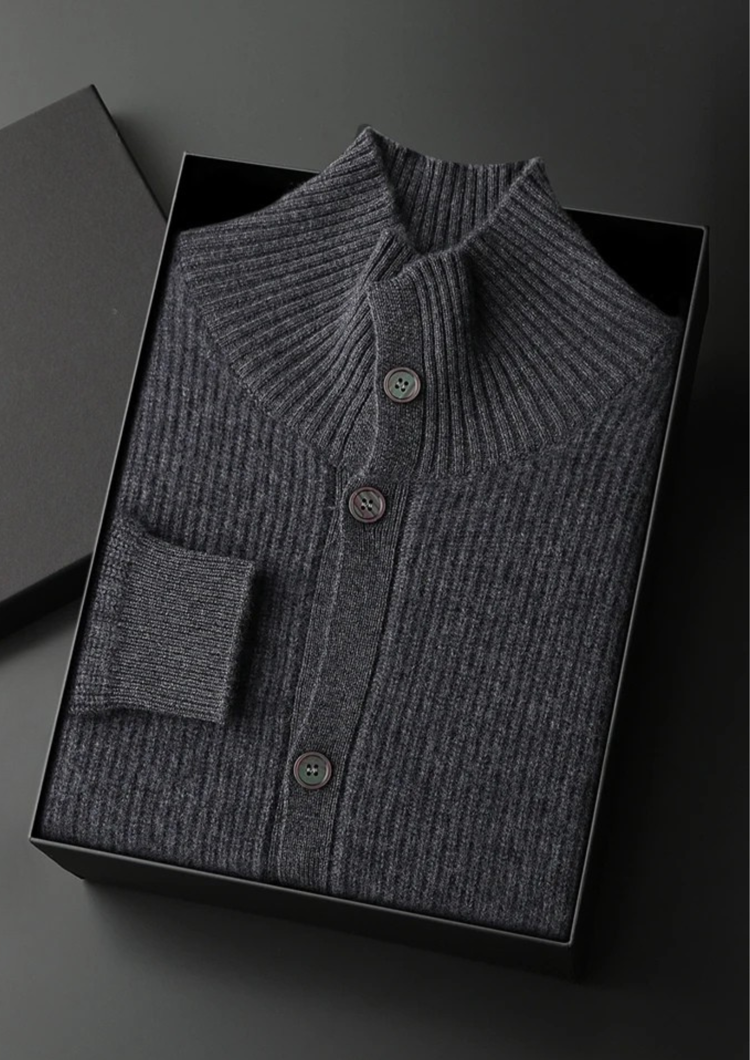 Veroux Mode | Men’s Premium Cashmere Ribbed High Collar Cardigan
