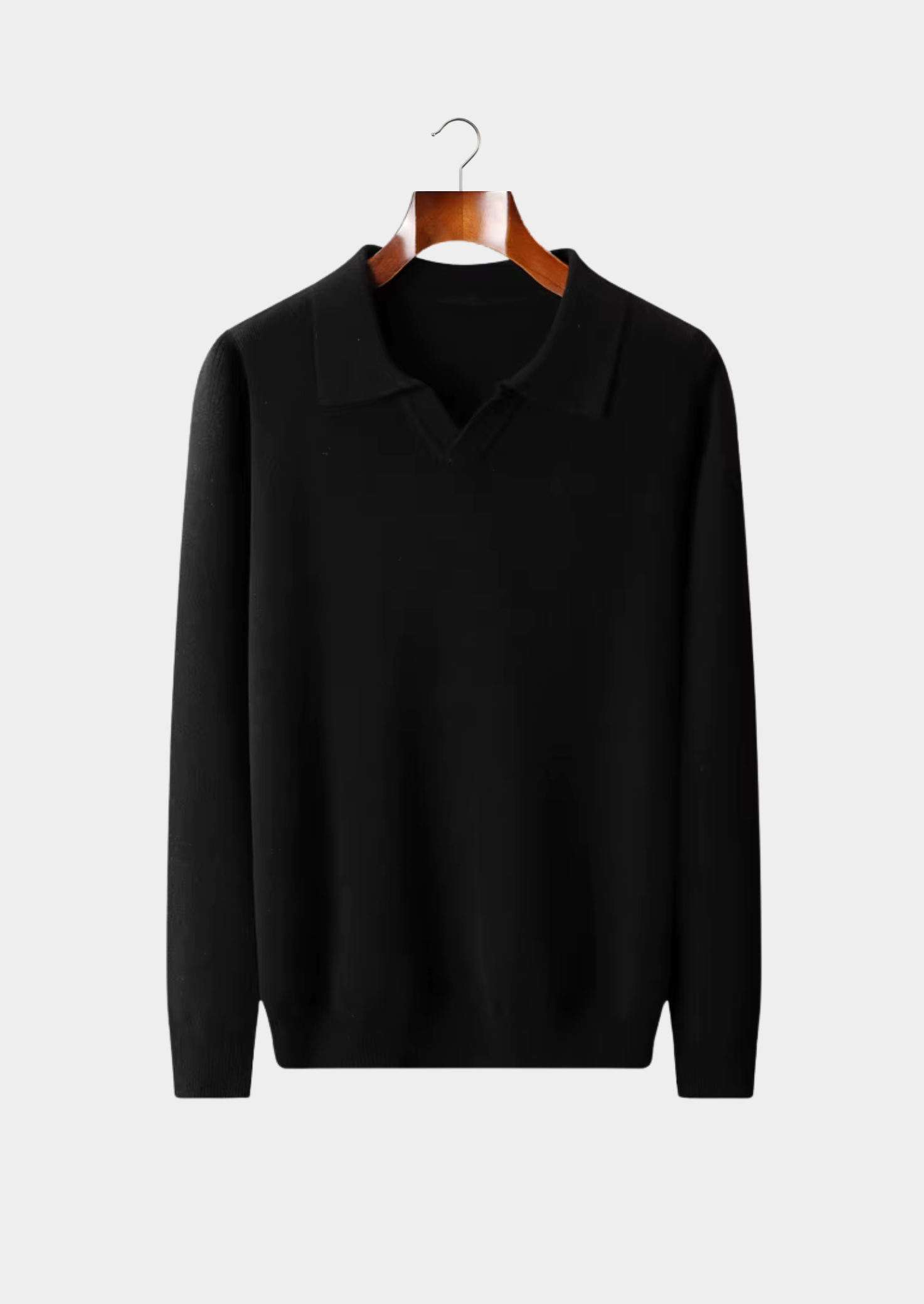 Veroux Mode | Men’s Pure Extra-Fine Merino Wool Ribbed Buttonless Polo