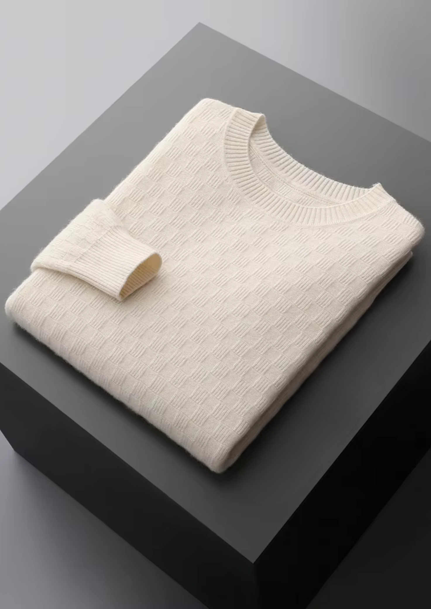 Veroux Mode | Men’s Pure Extra-Fine Merino Wool Textured Crewneck