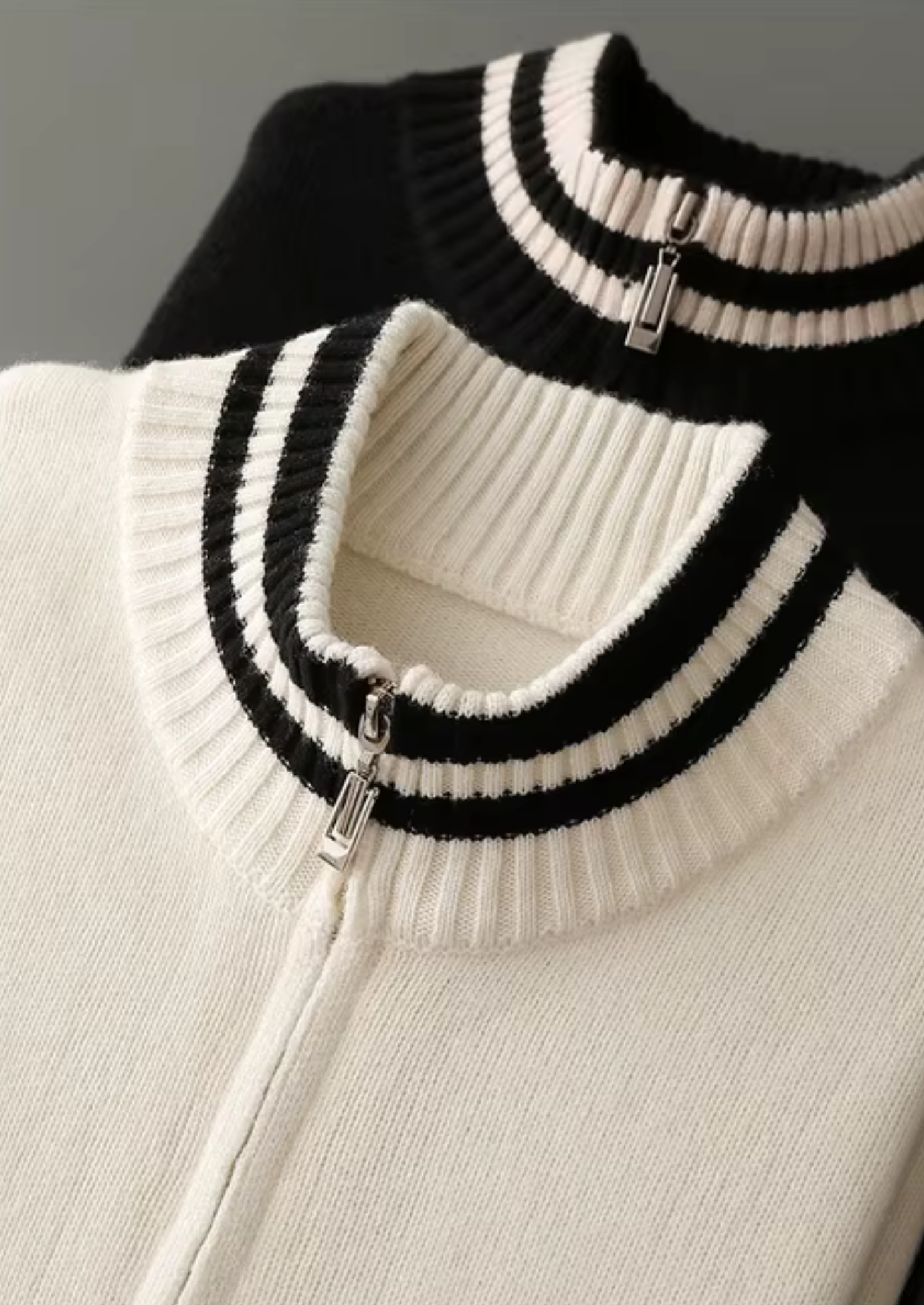 Veroux Mode | Men’s Pure Extra-Fine Merino Wool Two-Tone Zip Cardigan