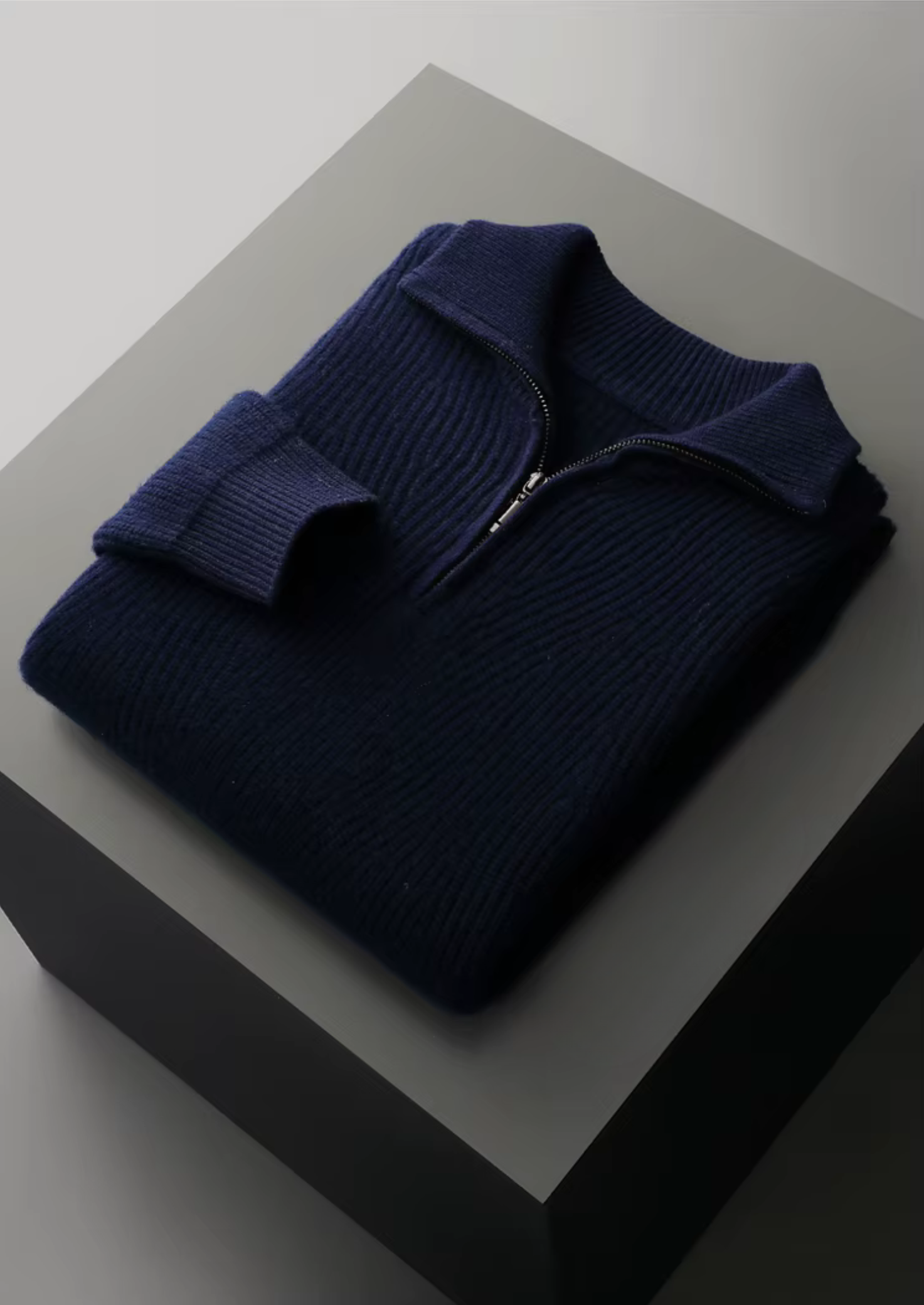 Veroux Mode | Men’s Pure Extra-Fine Merino Wool Ribbed Half-Zip