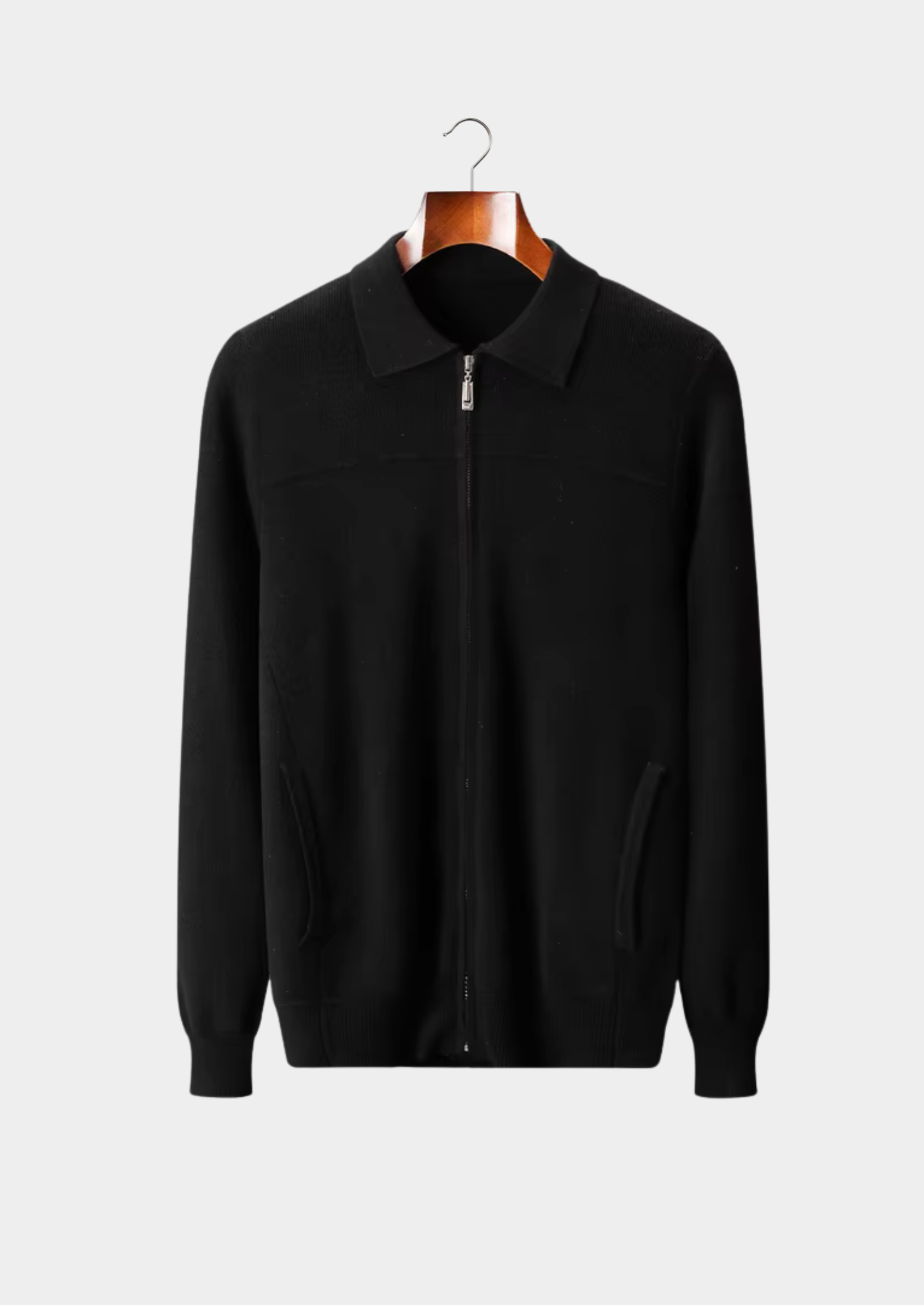 Veroux Mode | Men’s Pure Extra-Fine Merino Wool Ribbed Polo Cardigan