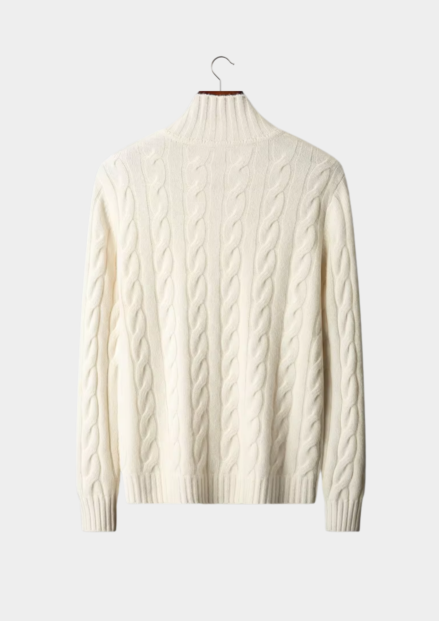 Veroux Mode | Men’s Pure Extra-Fine Merino Wool Dual-Zip Cable Cardigan
