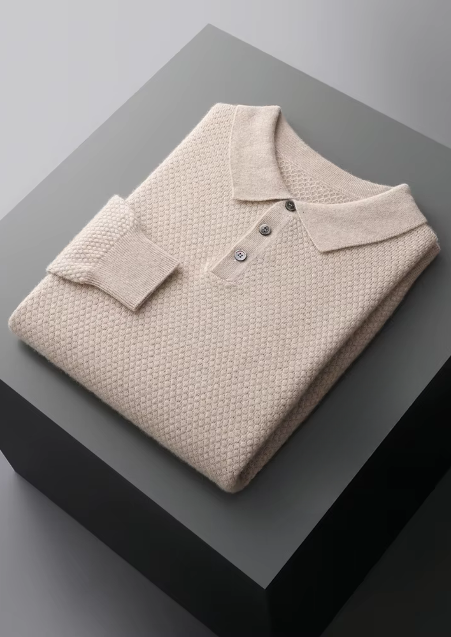 Veroux Mode | Men’s Premium Cashmere Textured Sweater Polo