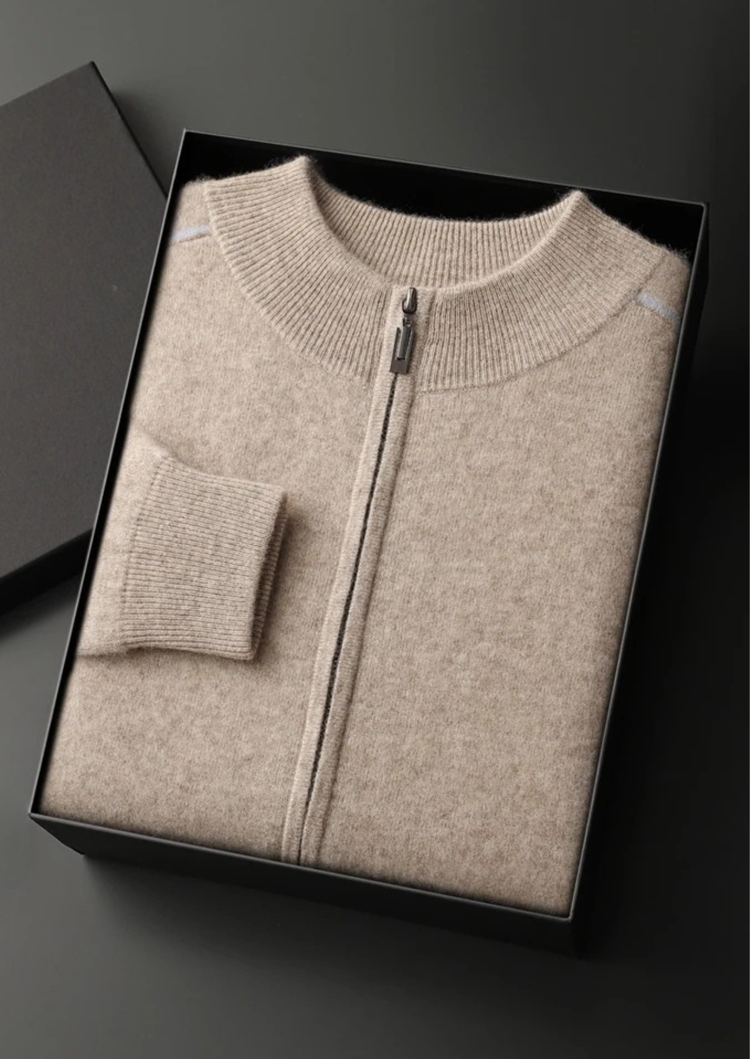 Veroux Mode | Men’s Premium Cashmere Two-Tone Zip Cardigan