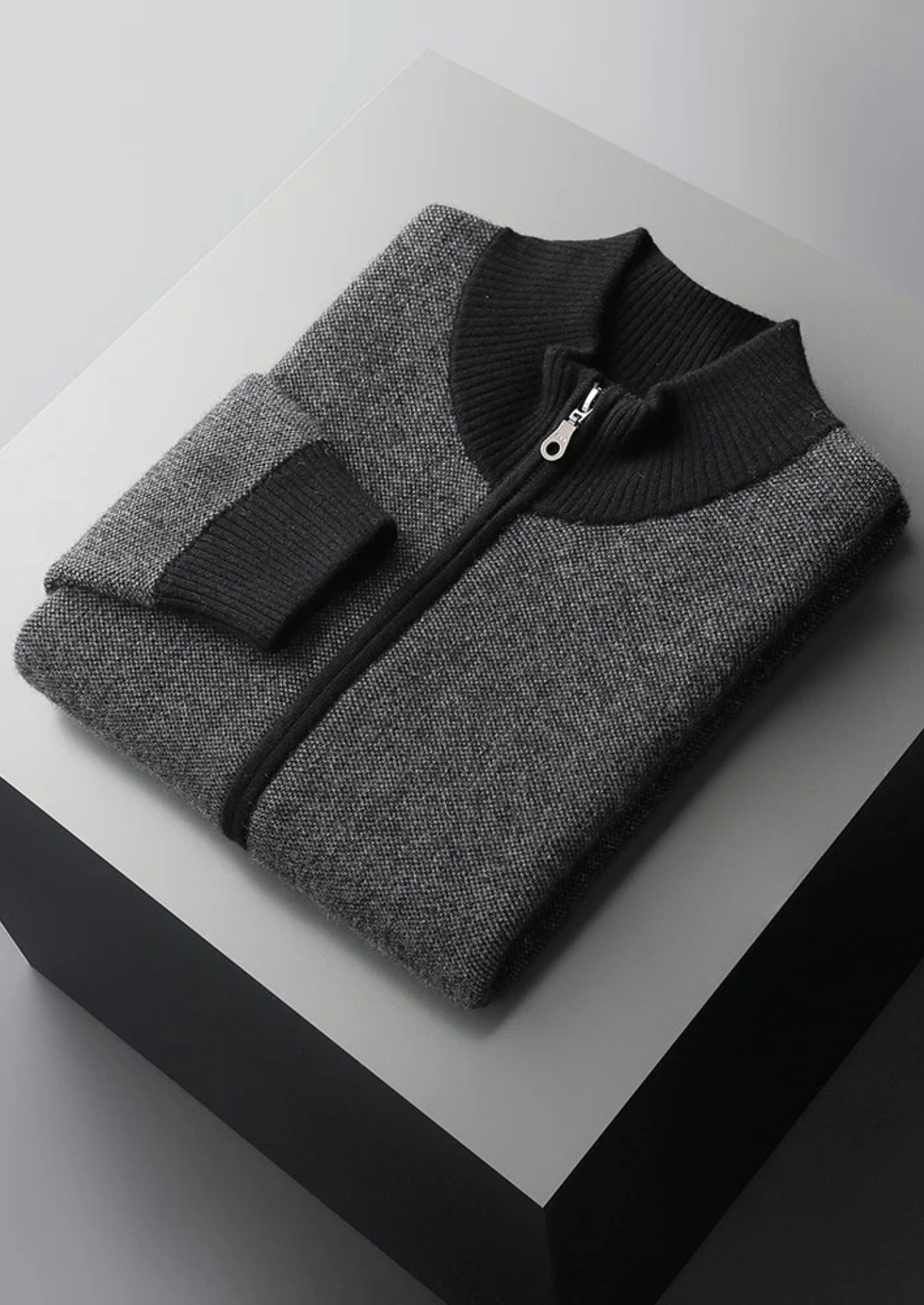 Veroux Mode | Men’s Premium Cashmere Jacquard Zip Cardigan